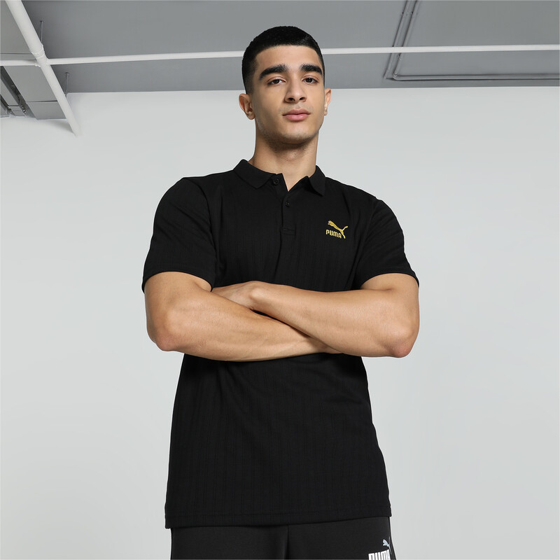 Men's PUMA Classics Rib Polo in Black size L
