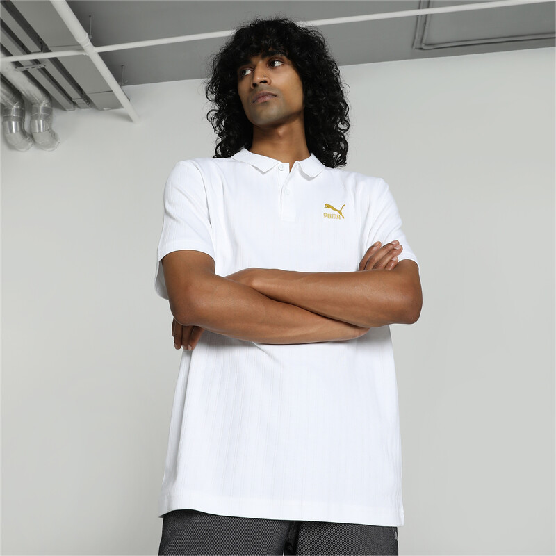 Men's PUMA Classics Rib Polo in White size M