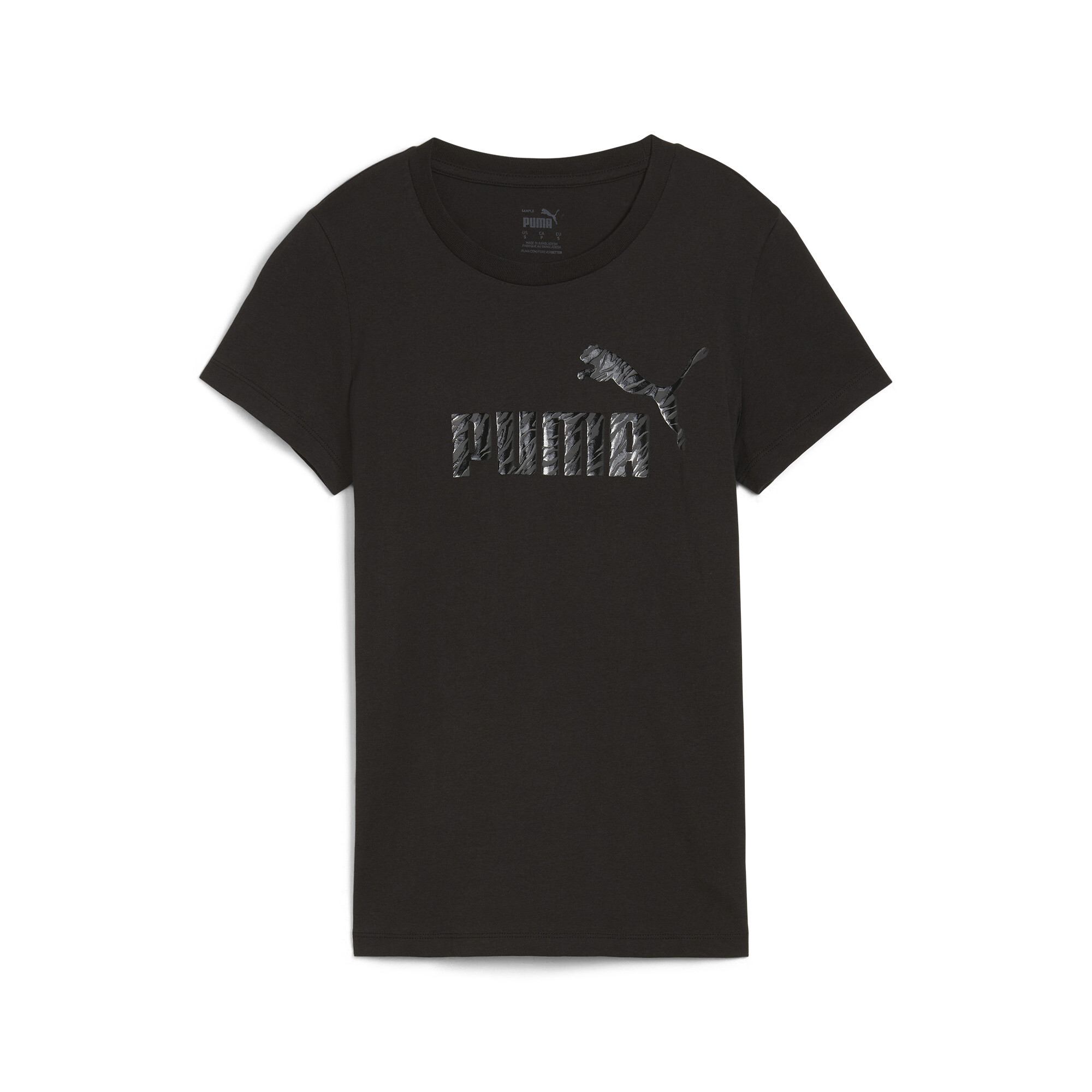 Women's Puma ESS+ ANIMAL T-Shirt, Black, Size XS, Clothing