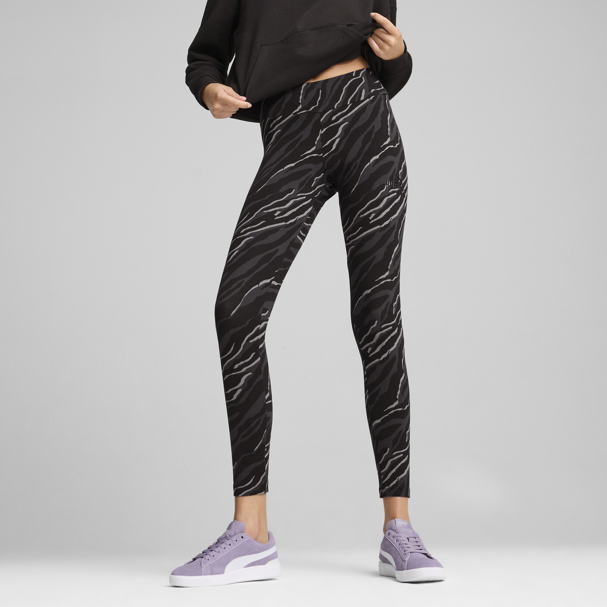 Women's Puma ESS+ ANIMAL Graphics Leggings, Black, Size L, Clothing