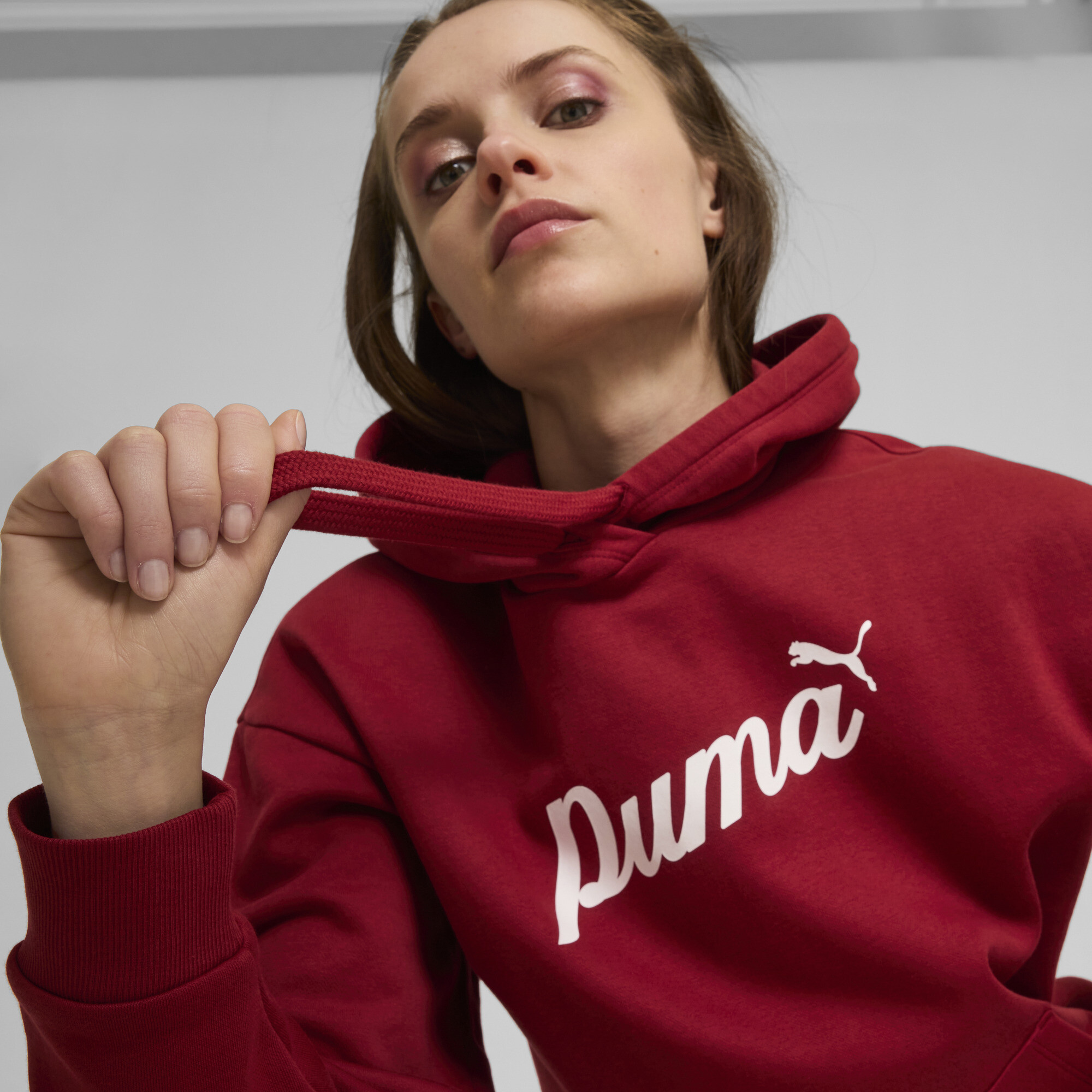 Women's Puma ESS+ Script Hoodie, Red, Size 4XL, Clothing