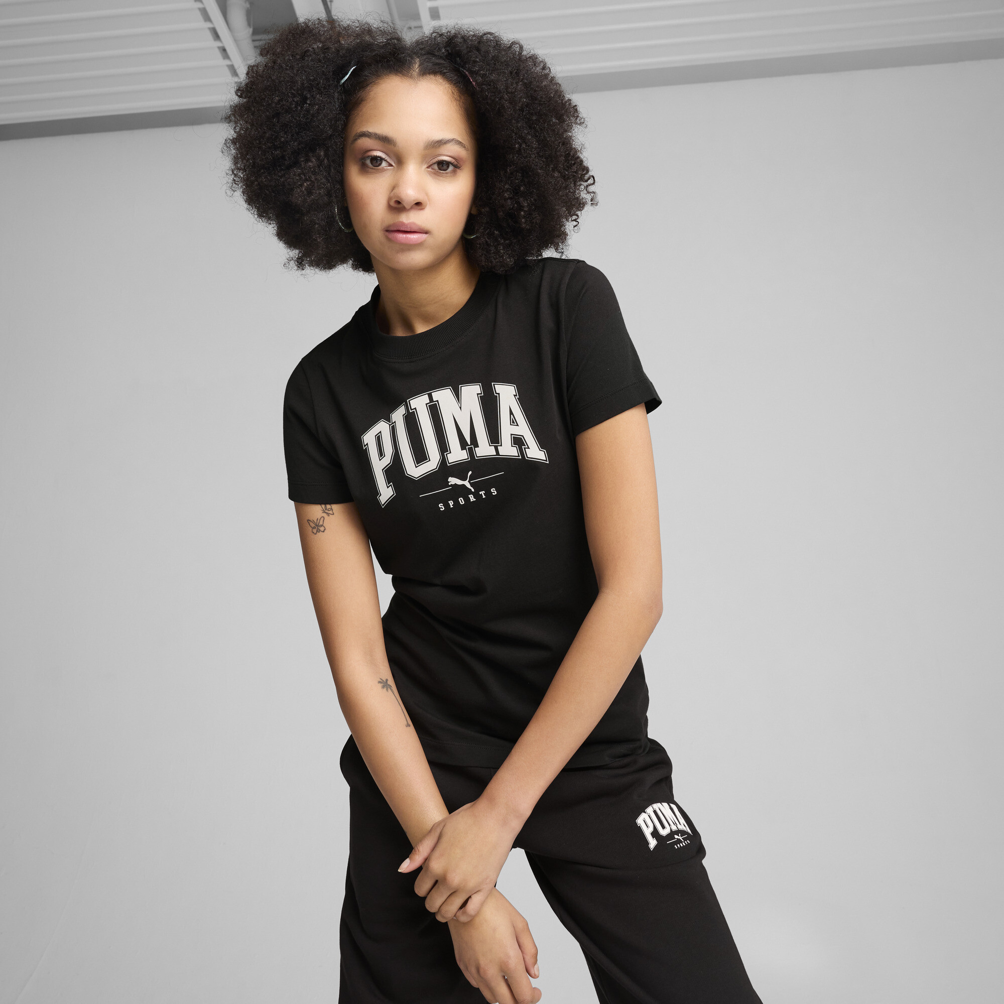 Women's Puma SQUAD Graphic T-Shirt, Black, Size M, Clothing