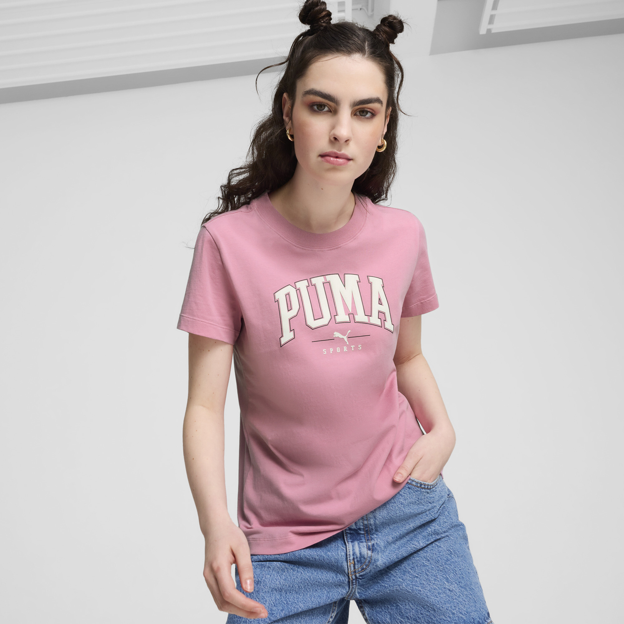 Puma SQUAD Graphic T-Shirt Damen | Mit Print | Mauved Out | Größe: L