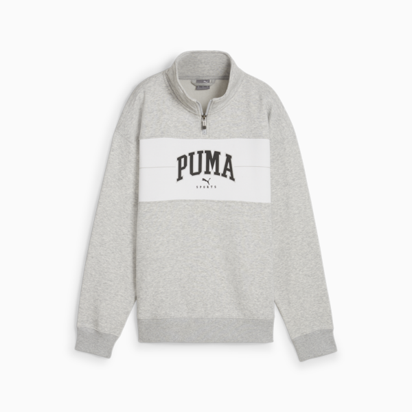 Buzo de cuello con cierre PUMA SQUAD para mujer, Light Gray Heather, large-ARG
