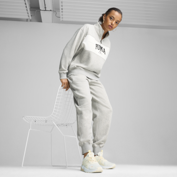 Buzo de cuello con cierre PUMA SQUAD para mujer, Light Gray Heather, large-ARG