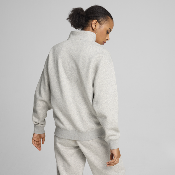 Buzo de cuello con cierre PUMA SQUAD para mujer, Light Gray Heather, large-ARG