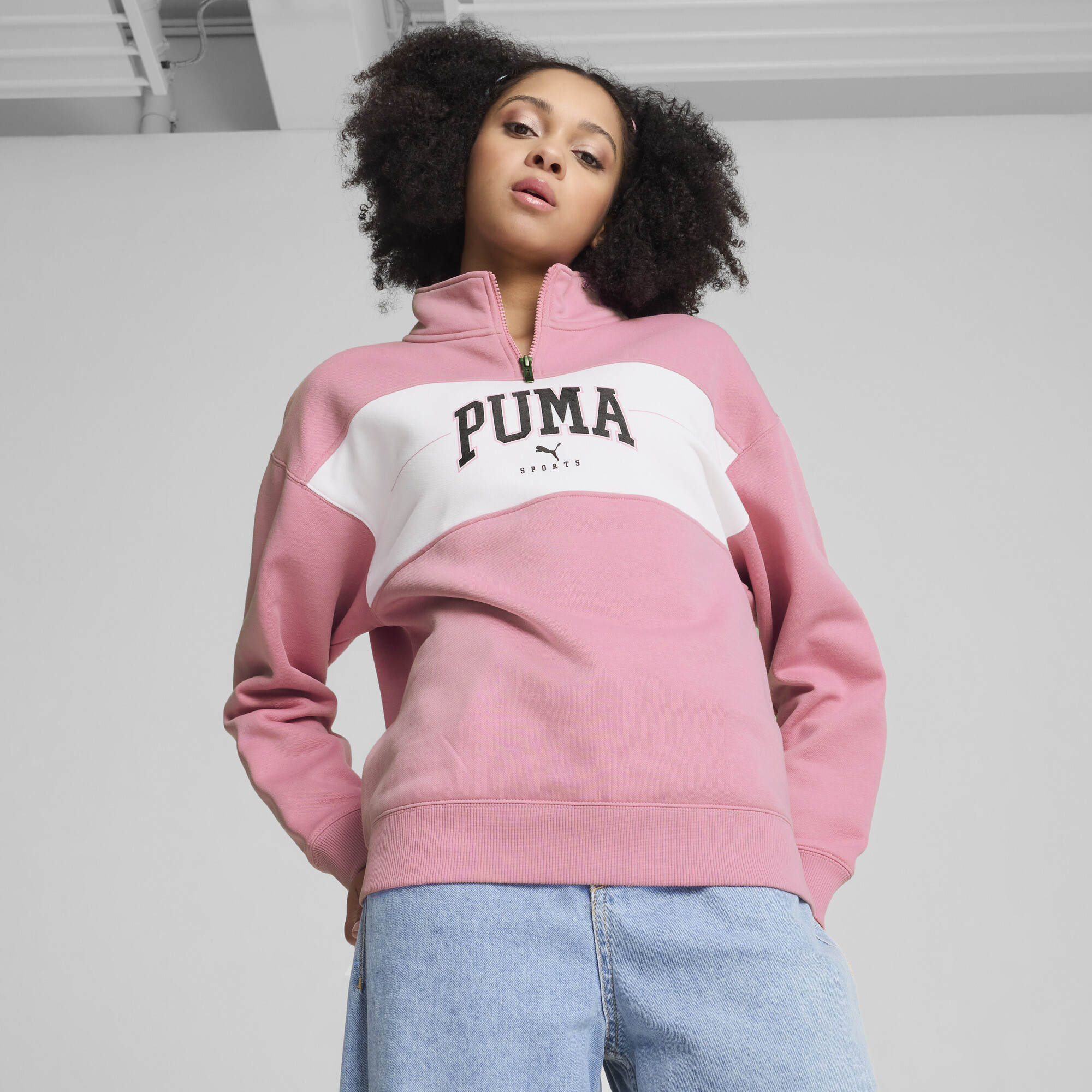 Puma SQUAD Hoodie mit viertellangem Reißverschluss Damen | Mit Print | Mauved Out | Größe: XL