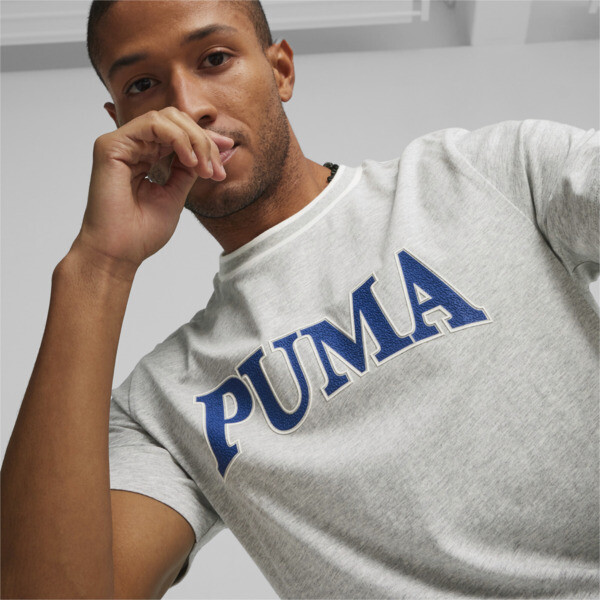 Remera estampada PUMA SQUAD para hombre, Light Gray Heather, large-ARG