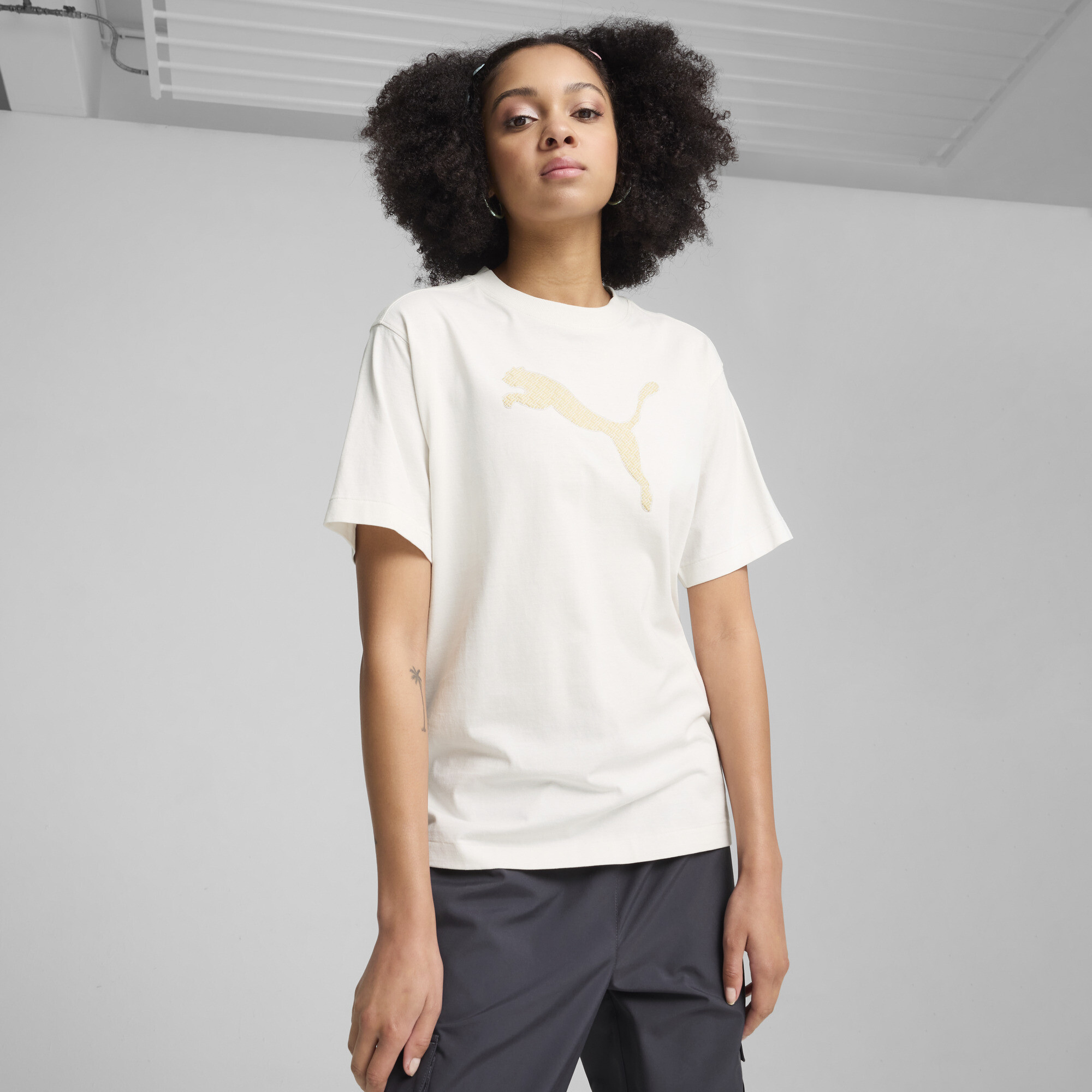 Puma HER Graphic T-Shirt Damen | Mit Print | Vapor Gray | Größe: L