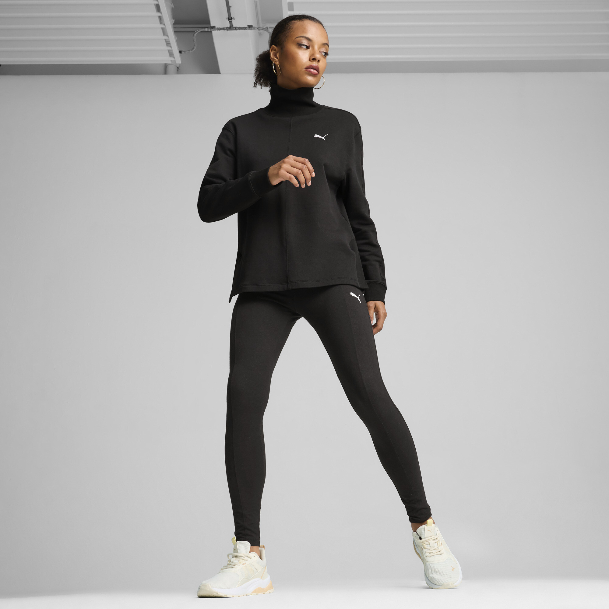 Women's Puma HER High Neck Crew Sweatshirt, Black Sweatshirt, Size XXS Sweatshirt, Clothing