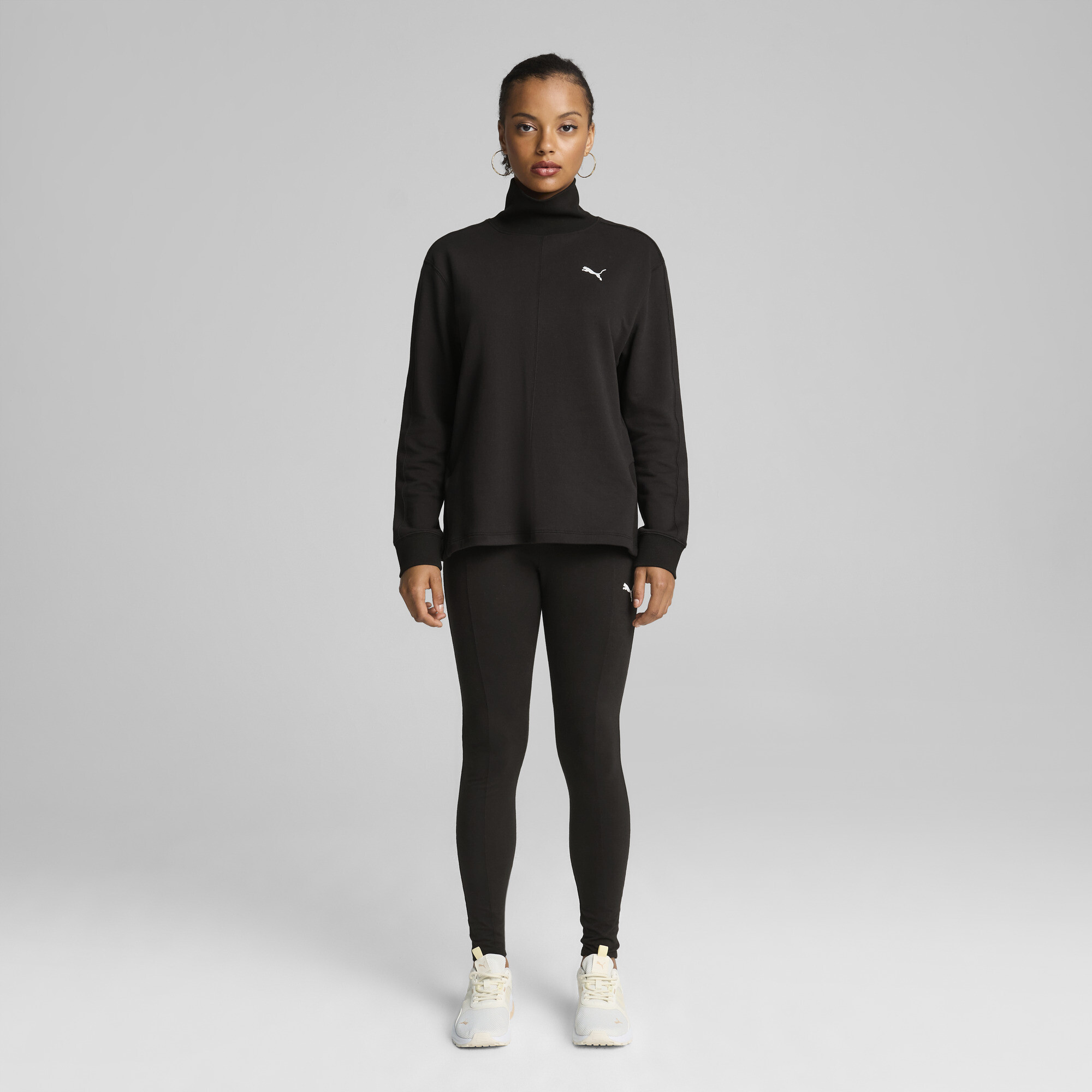 Women's Puma HER High Neck Crew Sweatshirt, Black Sweatshirt, Size XXS Sweatshirt, Clothing