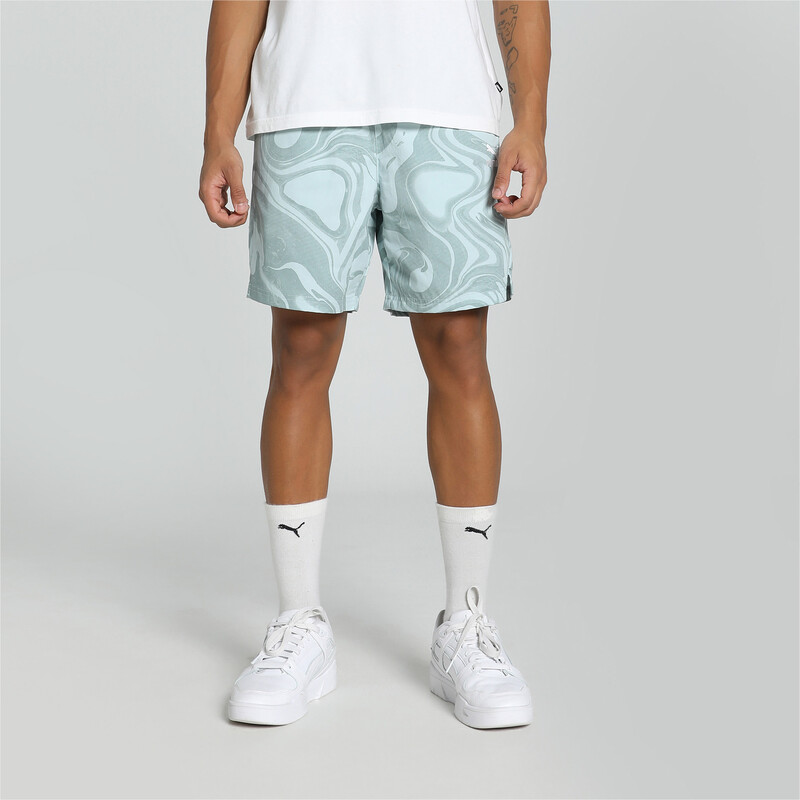 Men's PUMA Classics Woven Printed Shorts in Blue size L
