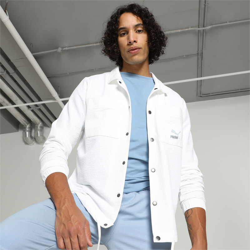 Men's PUMA Classics Seersucker Jacket in White size L