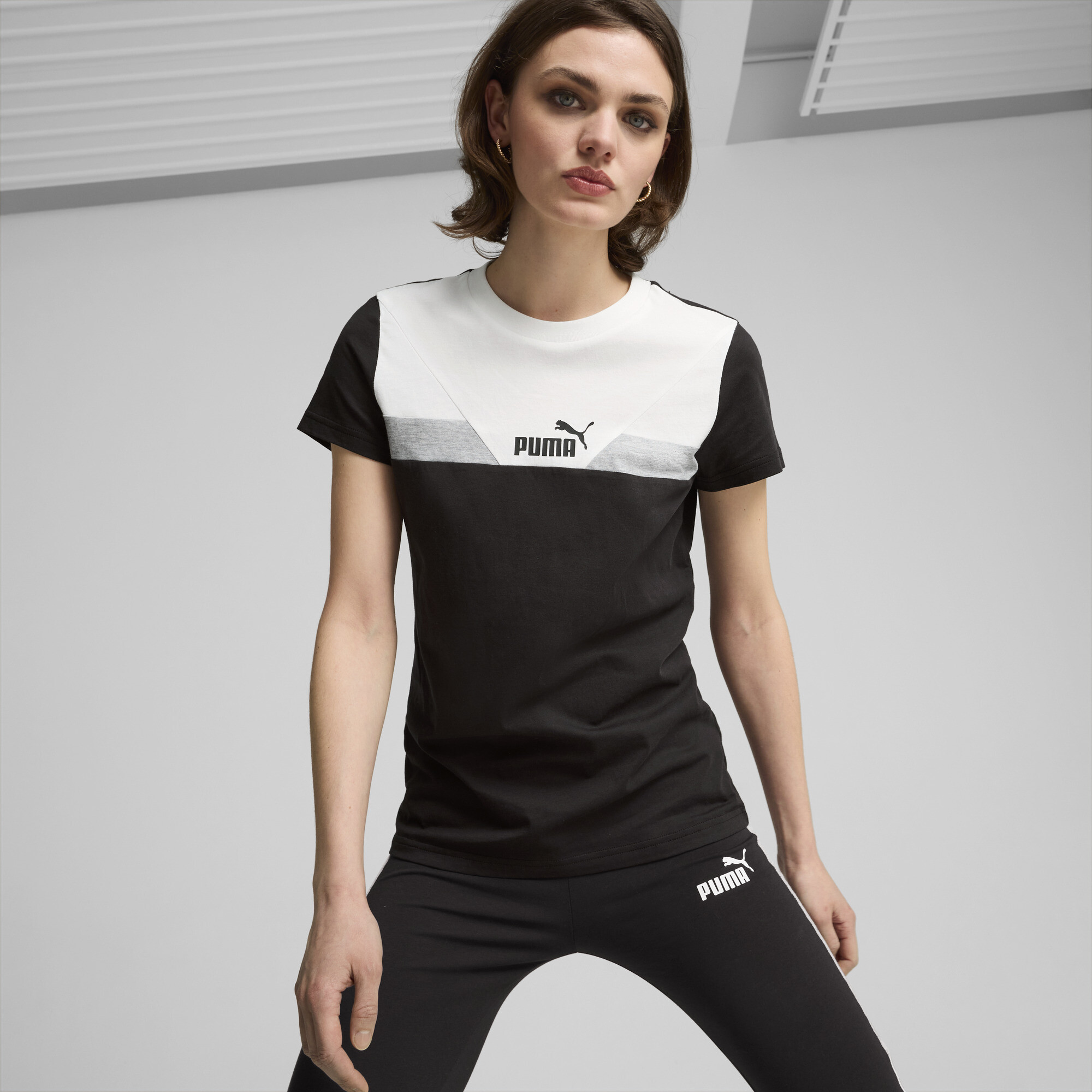 Puma POWER T-Shirt Damen | Mit Color Blocking | Black | Größe: S