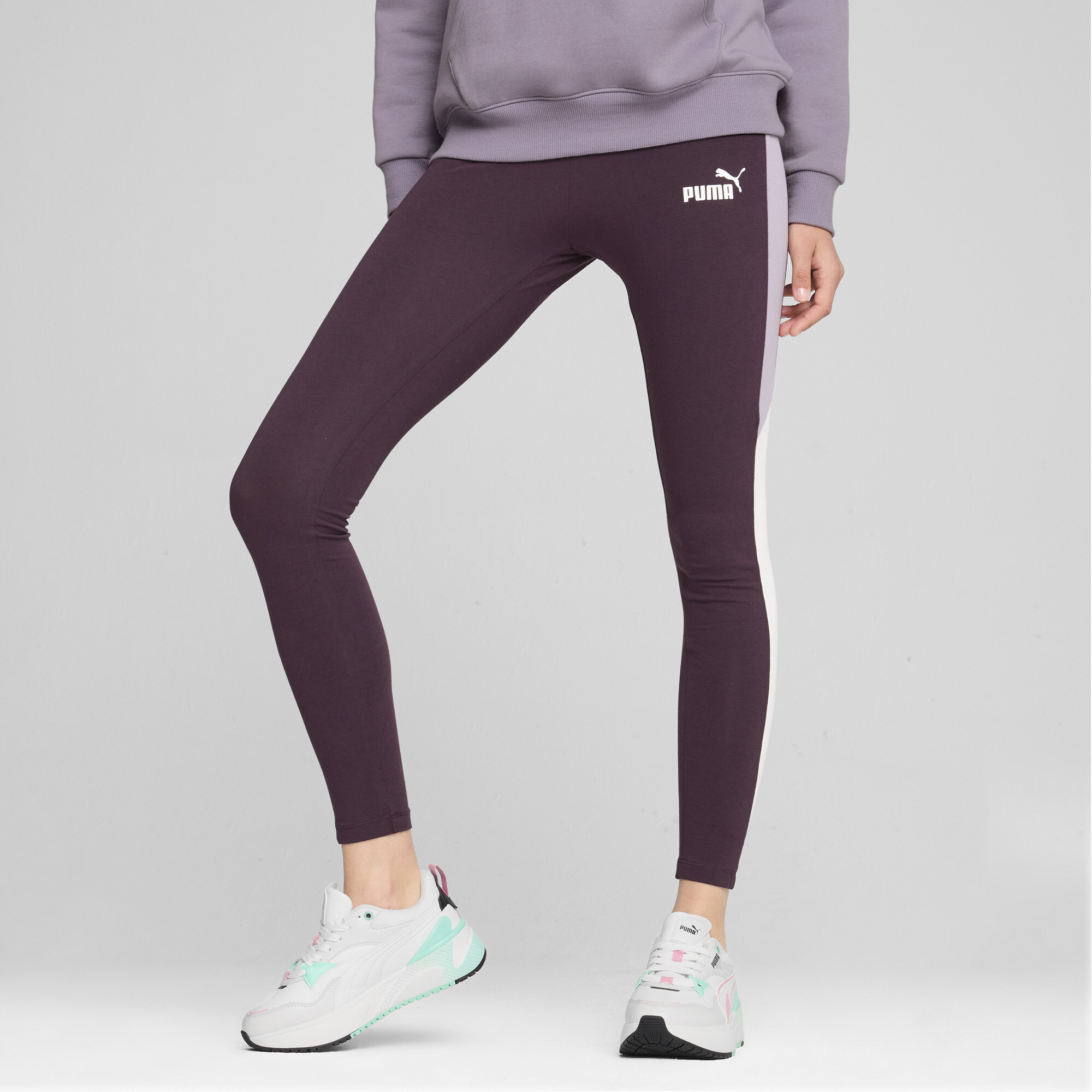 Puma POWER Leggings Damen | Mit Color Blocking | Midnight Plum | Größe: XS