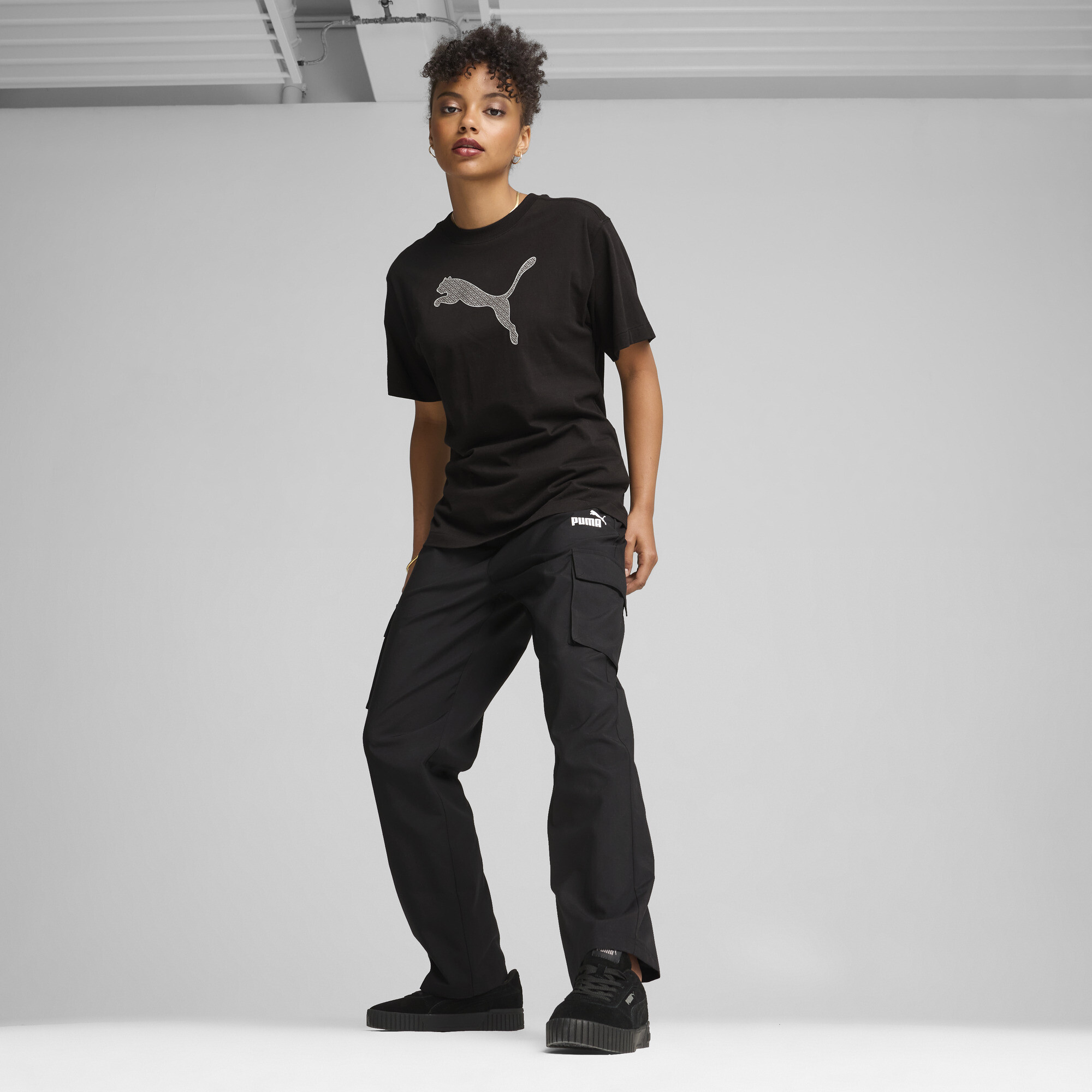 Women's Puma POWER Woven Cargo Pants, Black, Size XS, Clothing