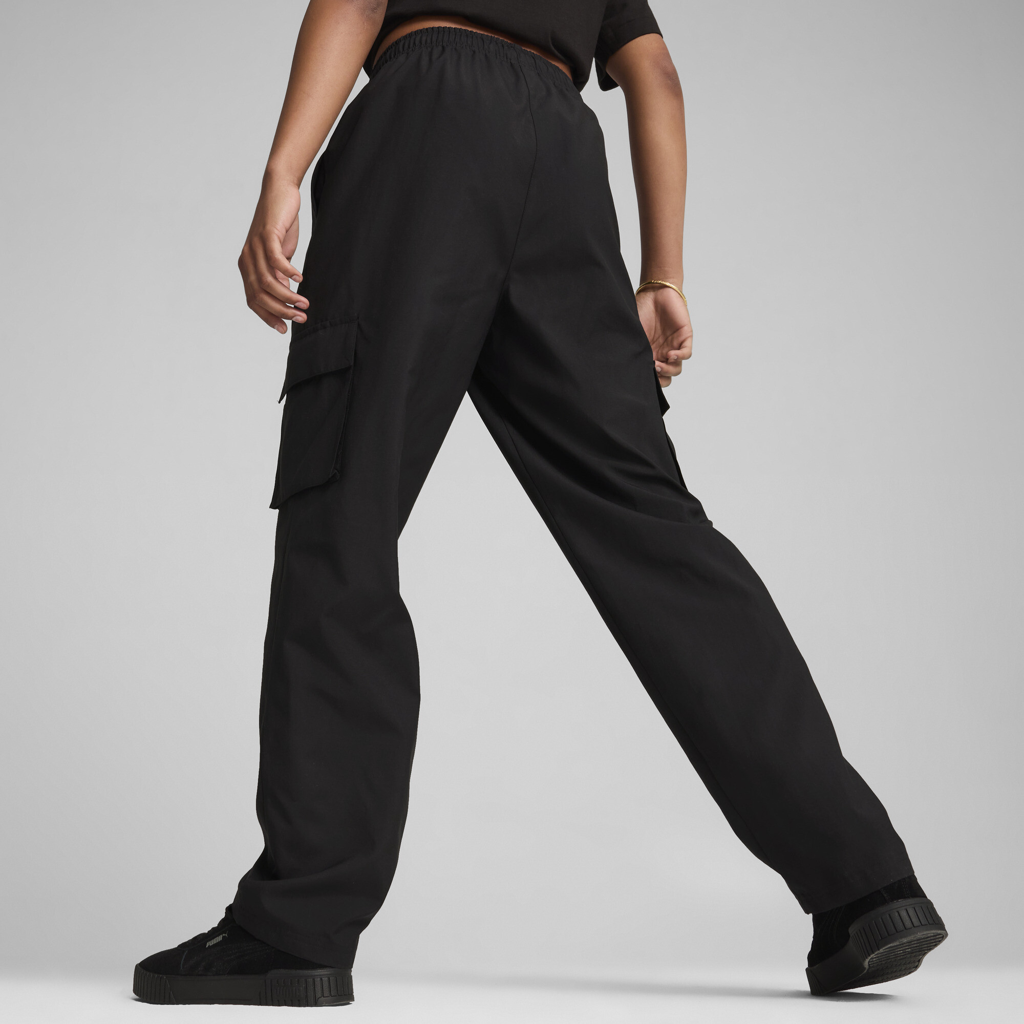 Women's Puma POWER Woven Cargo Pants, Black, Size XS, Clothing