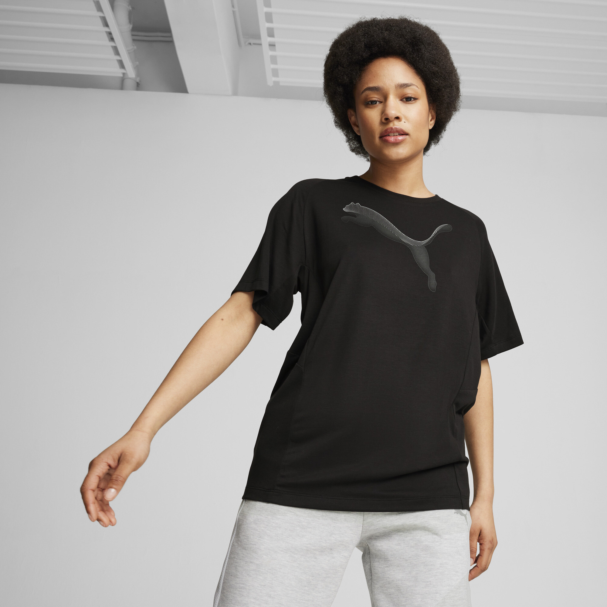 Puma EVOSTRIPE T-Shirt Damen | Mit Print | Black | Größe: L