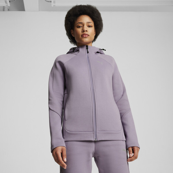 EVOSTRIPE Full-Zip Hoodie Women, Pale Plum, swatch-ZAF