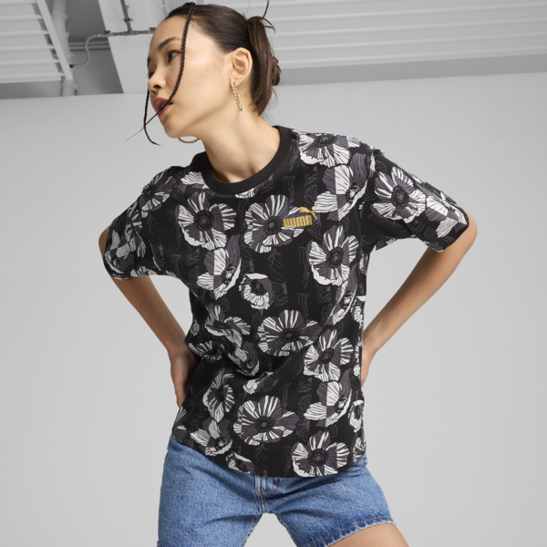 Remera con estampado integral ESS+ CLASS ACT para mujer, PUMA Black, large-ARG