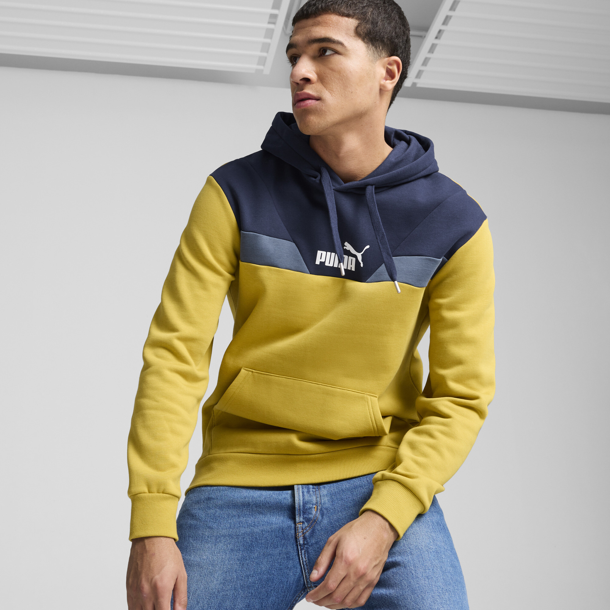 Puma POWER Hoodie Herren | Mit Color Blocking | Golden Fog | Größe: XL