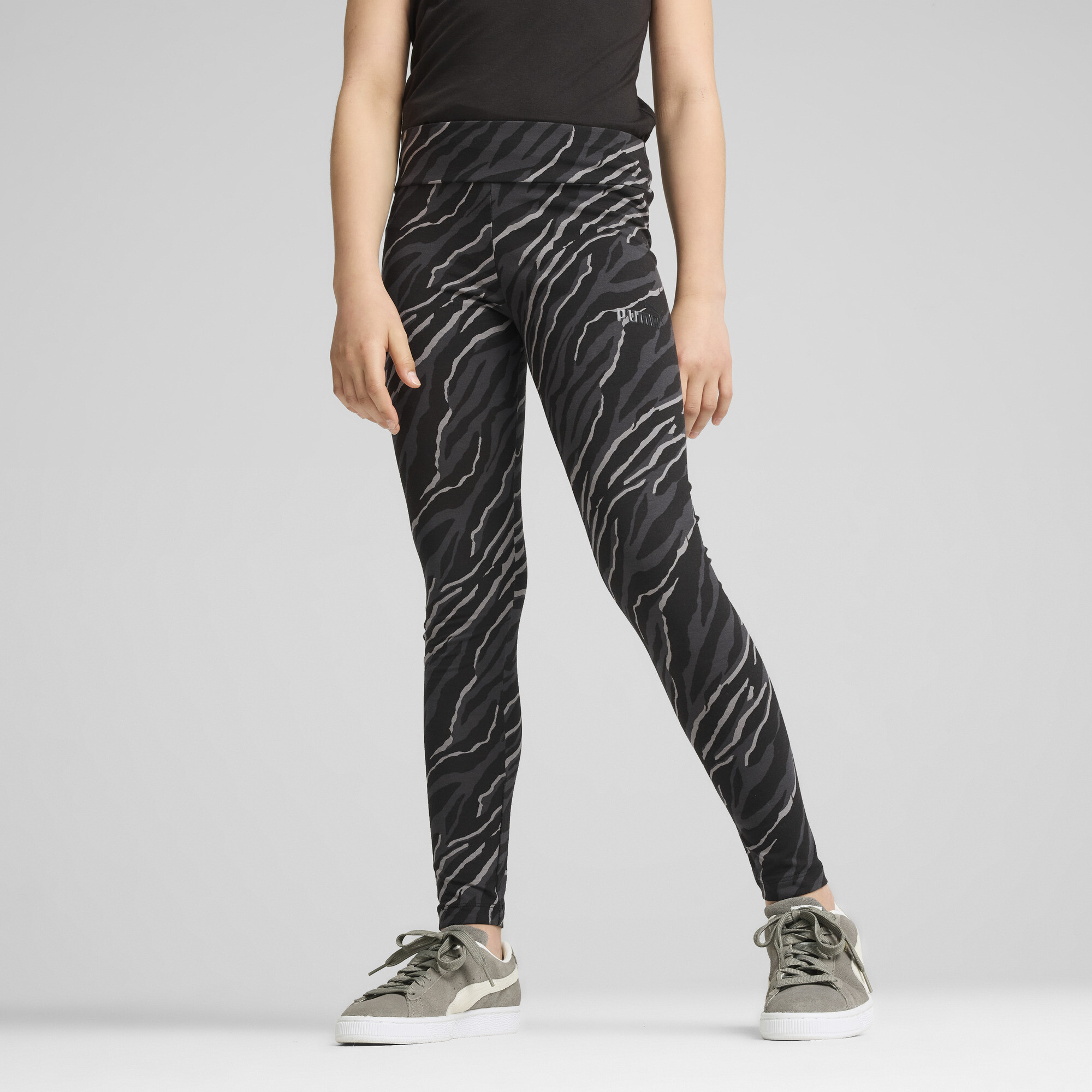 Puma ESS+ ANIMAL Leggings Teenager Für Damen Für Kinder | Mit Animal Print | Black | Größe: 13-14Y