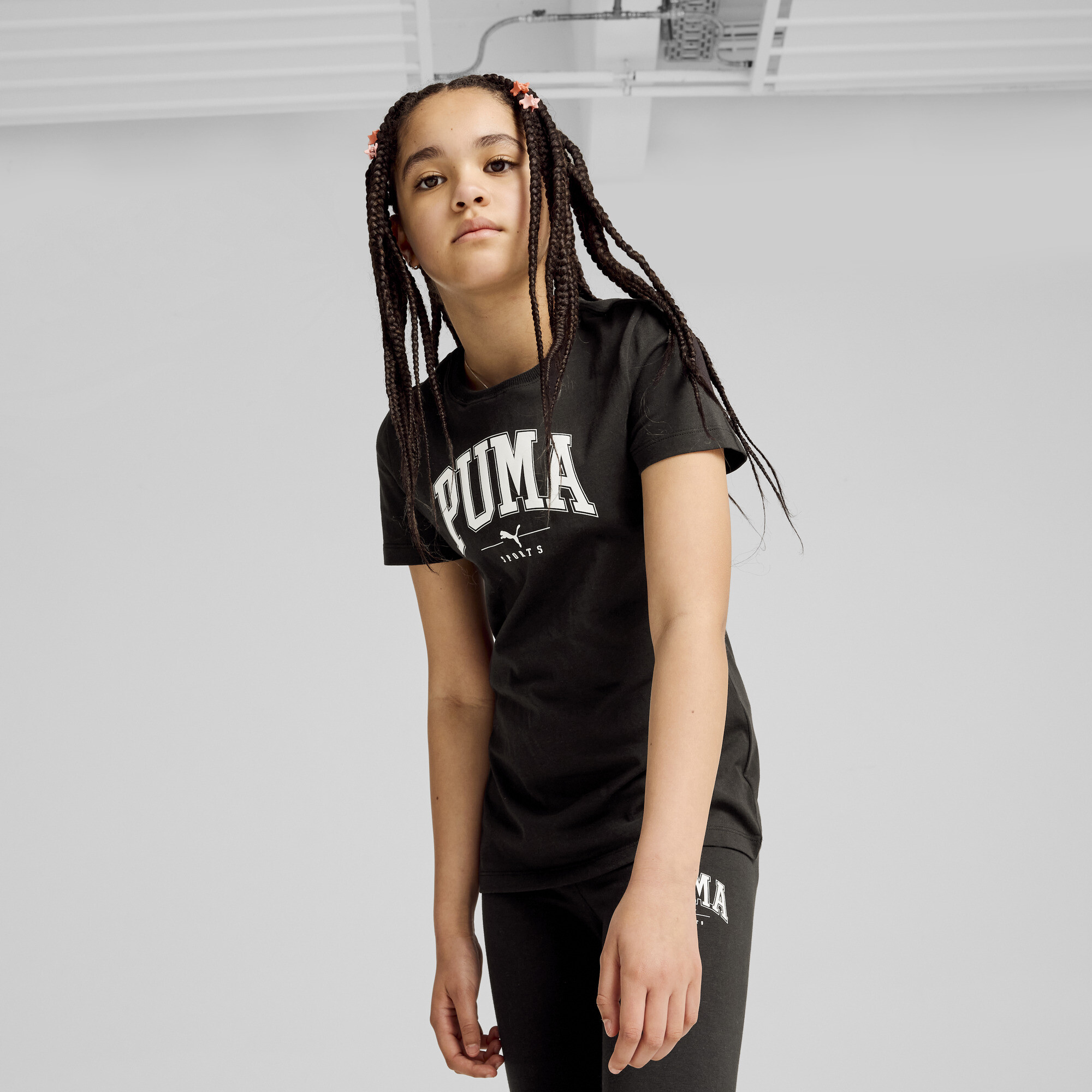 Women's Puma SQUAD Tee Youth, Black, Size 11-12Y, Clothing