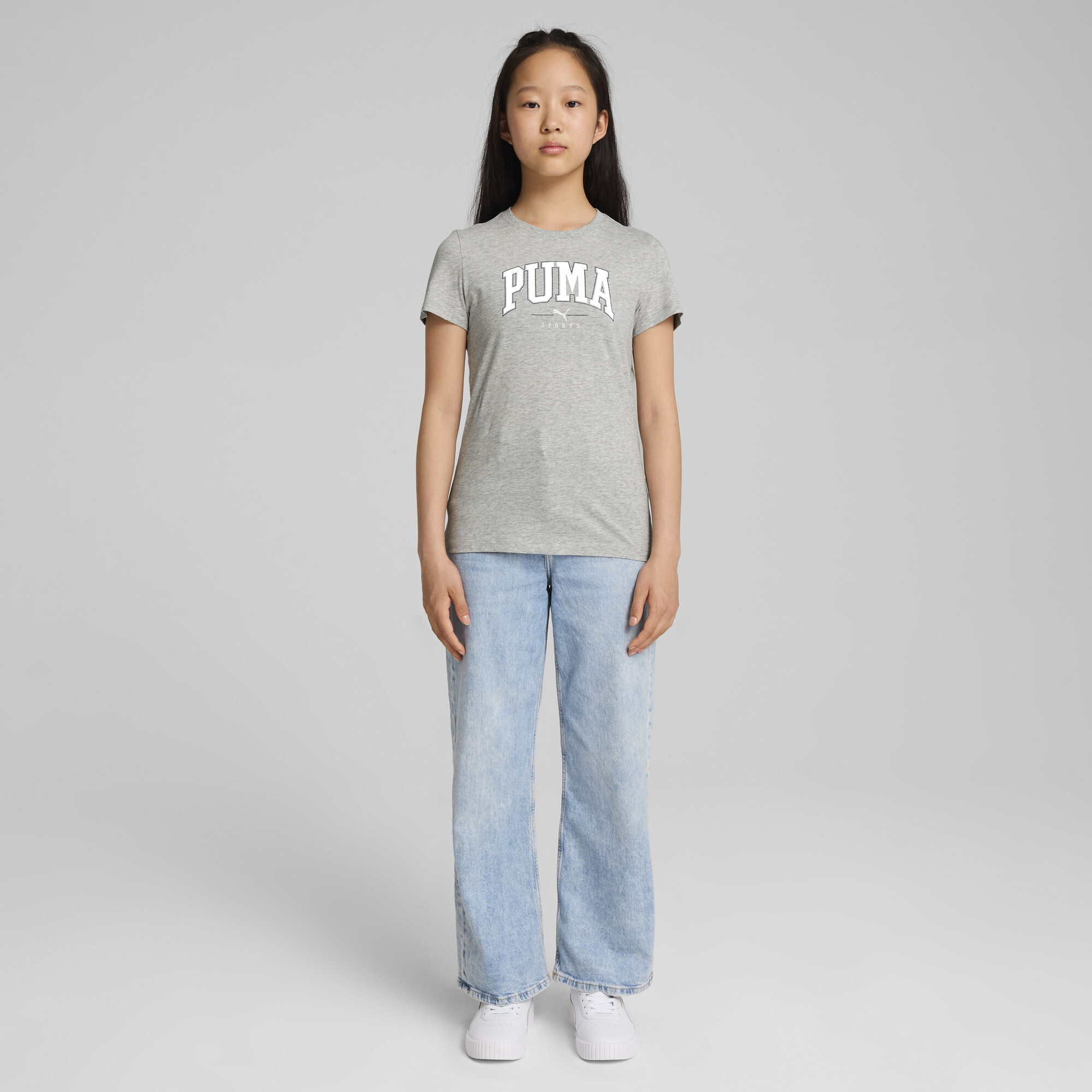 Women's Puma SQUAD Tee Youth, Gray, Size 13-14Y, Clothing