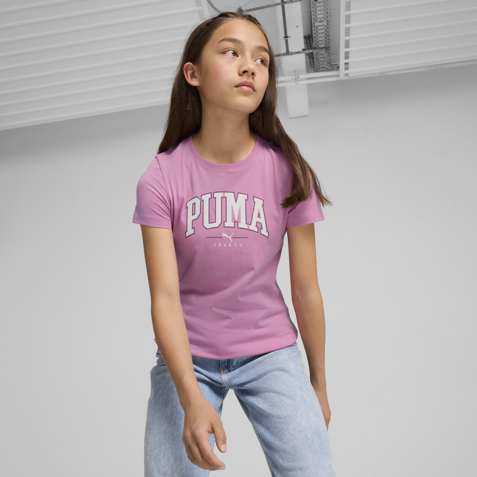 Women's Puma SQUAD Tee Youth, Pink, Size 13-14Y, Clothing