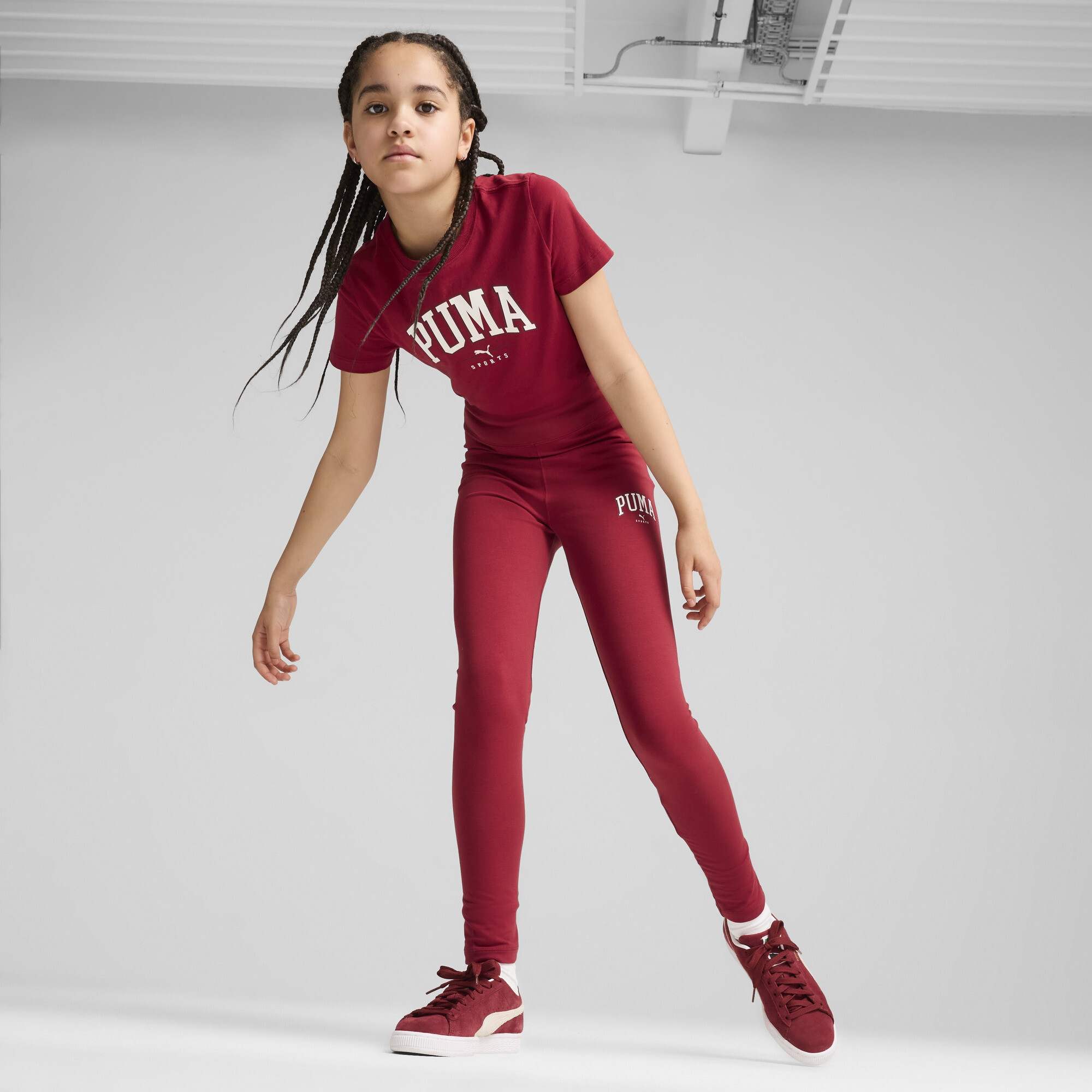 Women's Puma SQUAD Leggings Youth, Red, Size 9-10Y, Clothing