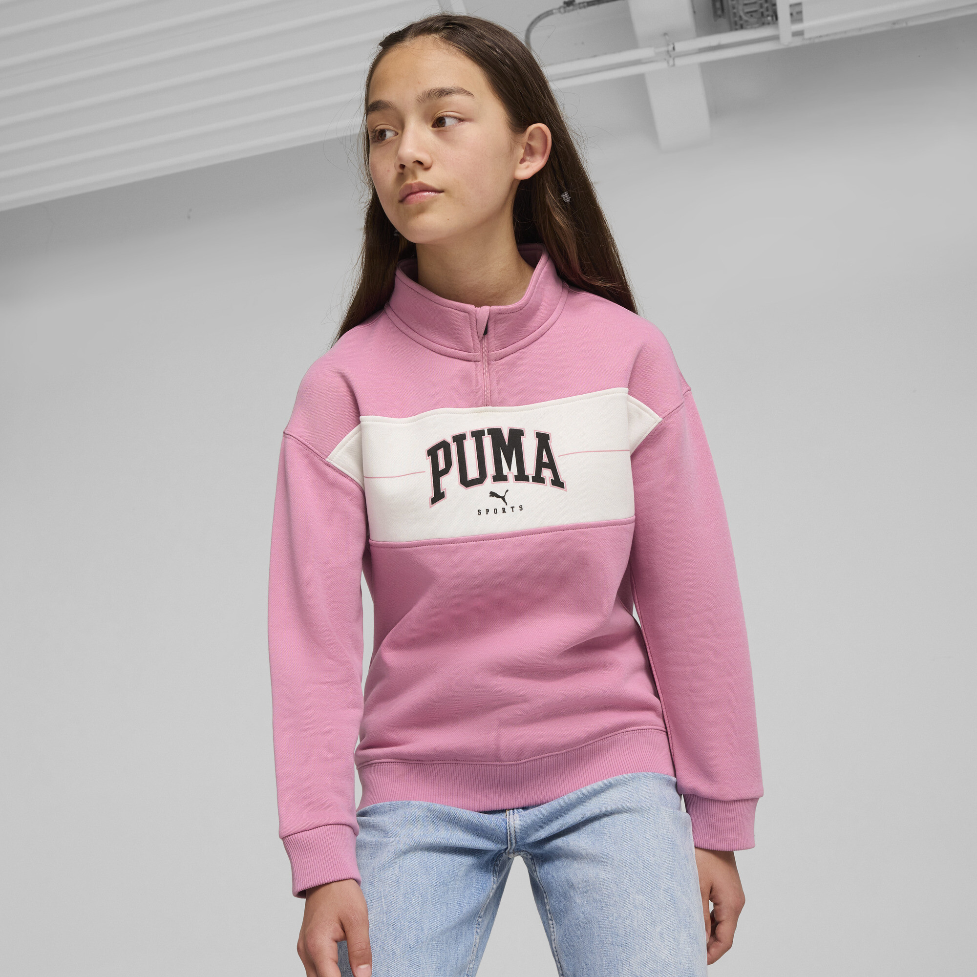 Women's Puma SQUAD Half-Zip Youth, Pink, Size 15-16Y, Clothing