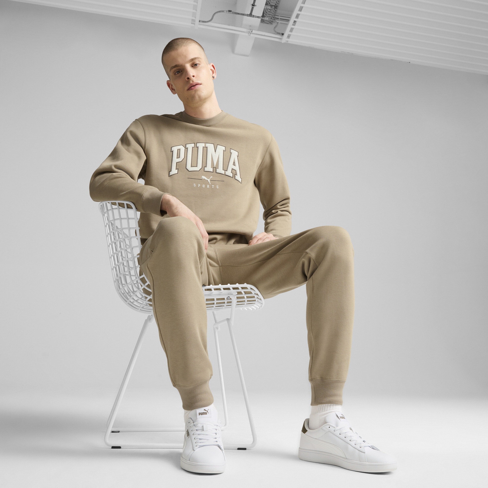 Men's Puma SQUAD Crewneck, Beige, Size L, Clothing