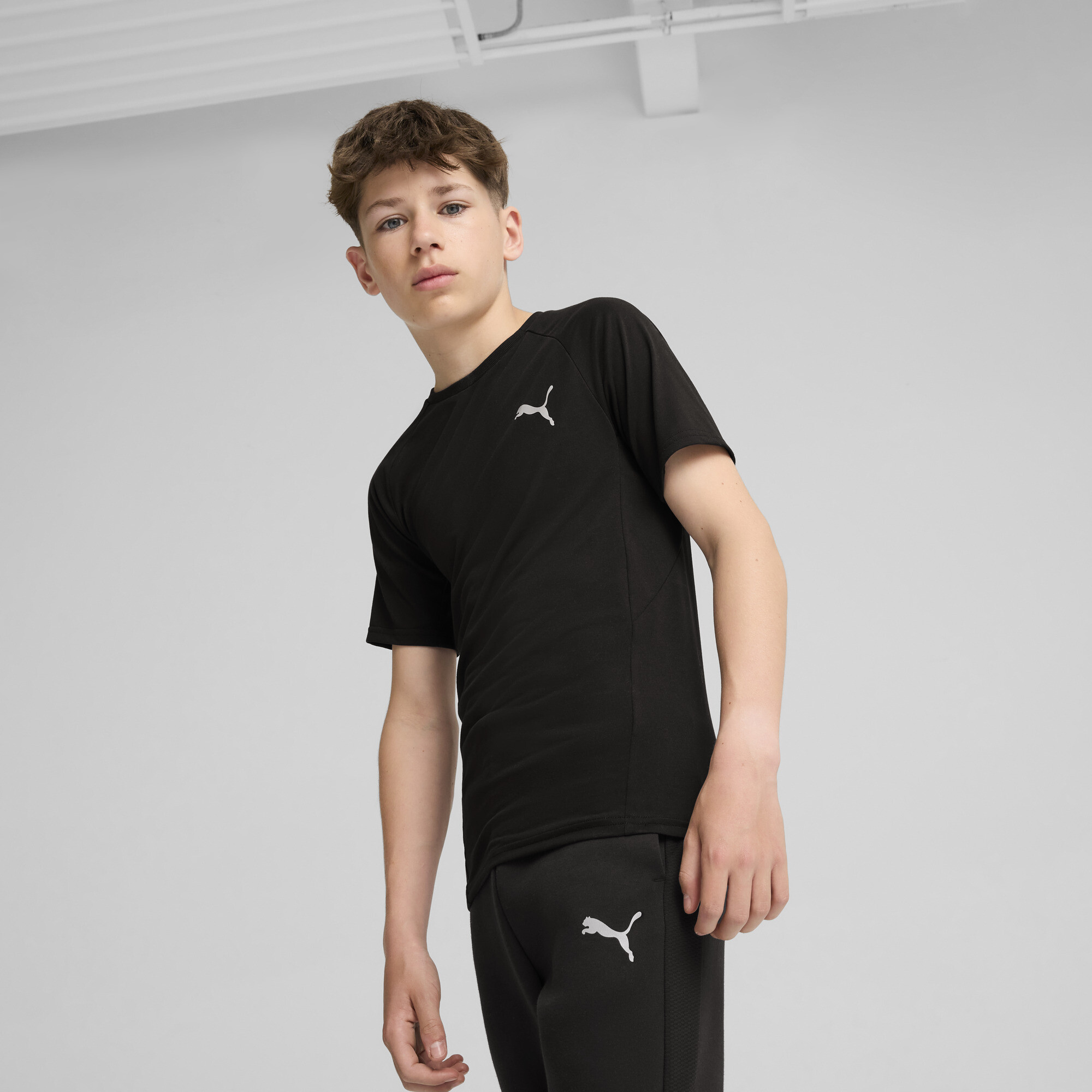 Puma EVOSTRIPE T-Shirt Teenager Für Herren Für Damen Für Kinder | Mit Plain | Black | Größe: 15-16Y