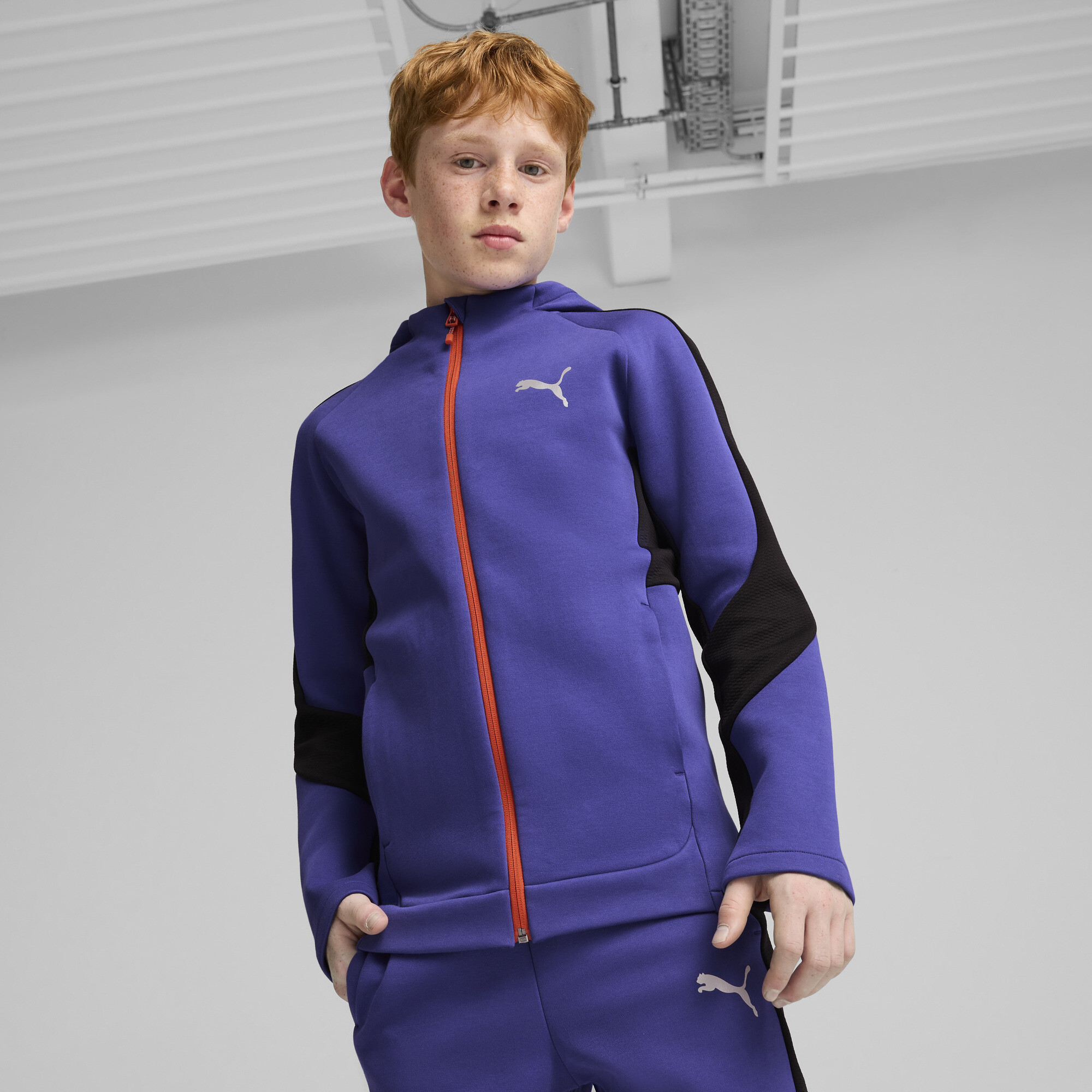 Puma EVOSTRIPE Kapuzenjacke Teenager Für Herren Für Damen Für Kinder | Mit Color Blocking | Lapis Lazuli | Größe: 5-6Y