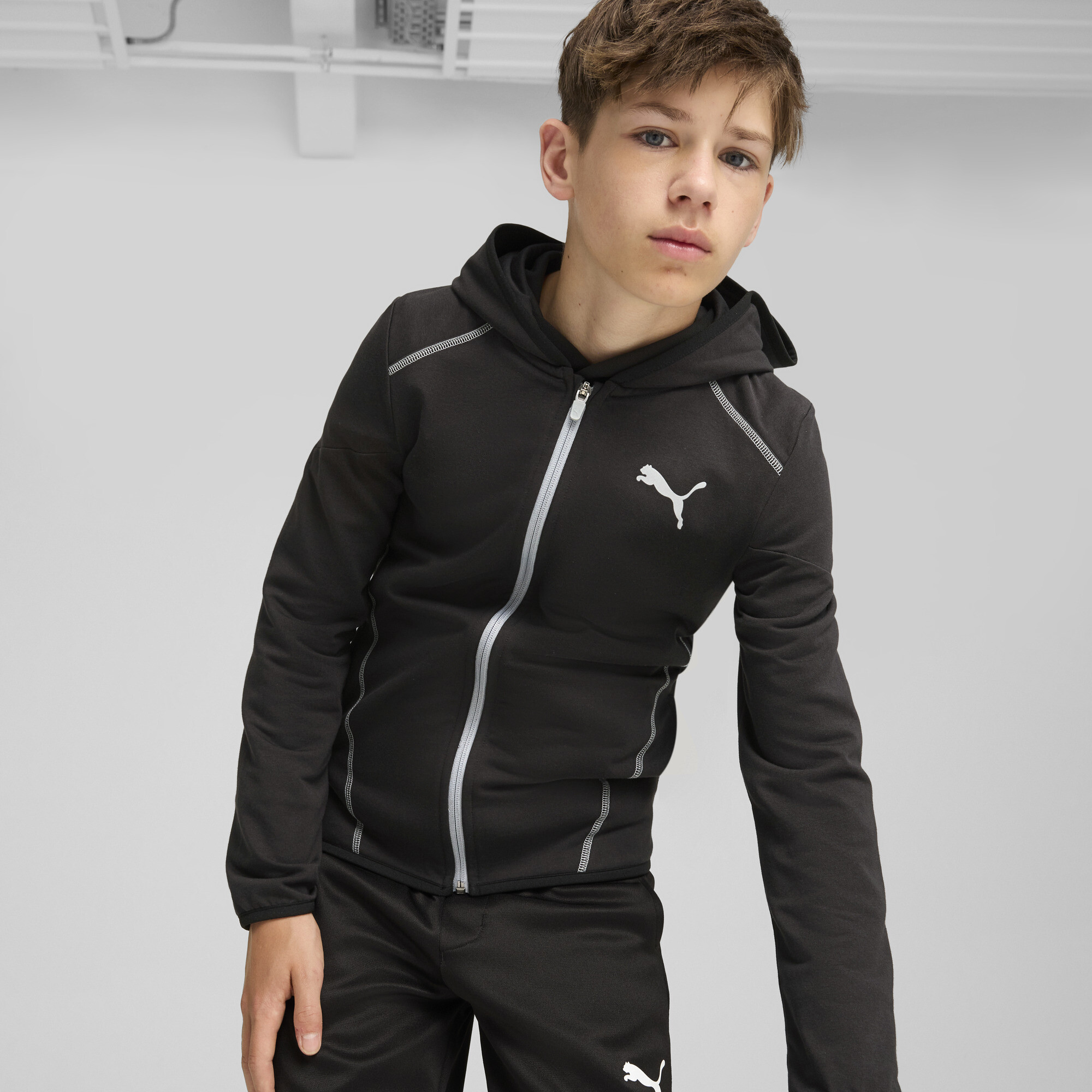 Puma ACTIVE SPORTS Kapuzenjacke Teenager Für Herren Für Damen Für Kinder | Mit Print | Black | Größe: 5-6Y