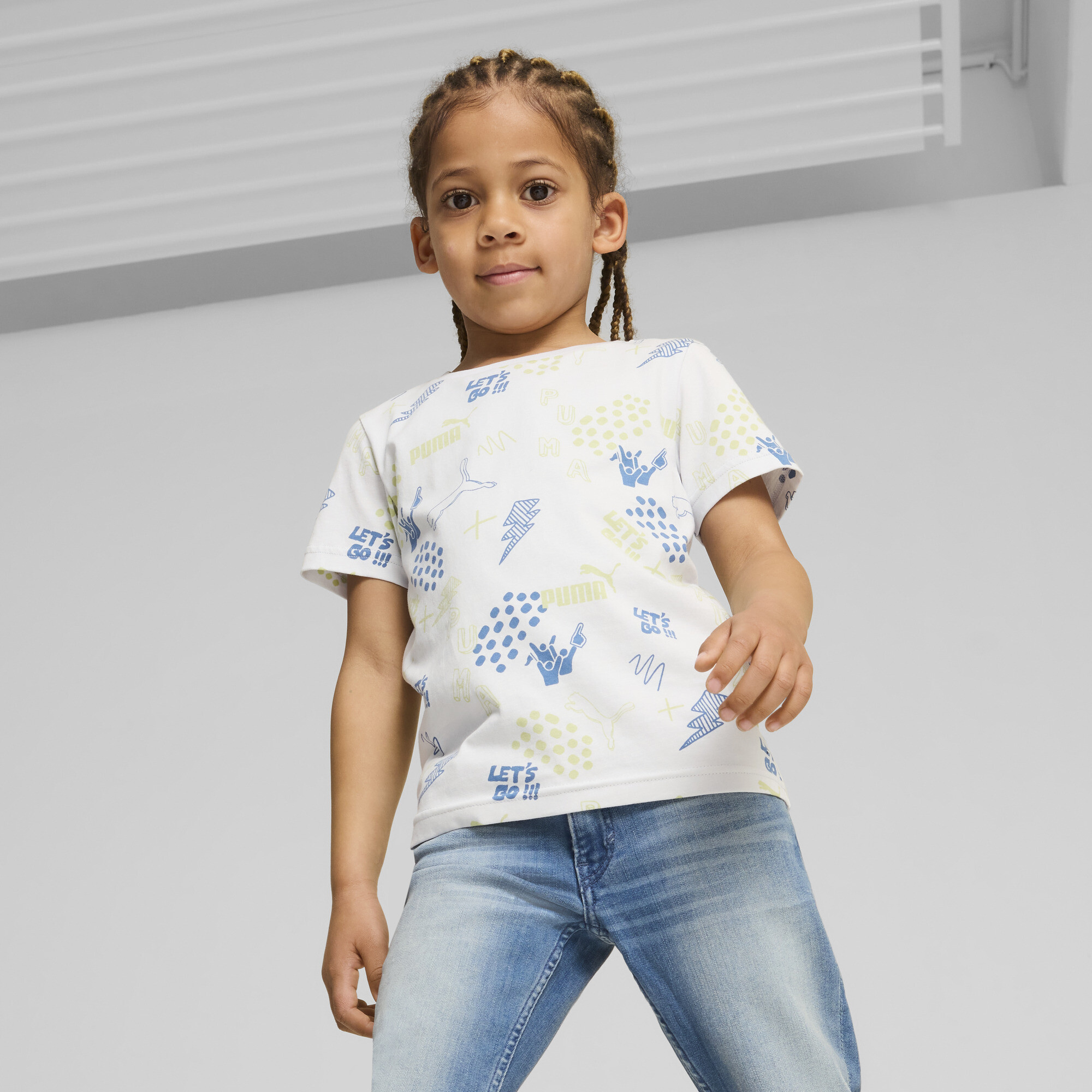 ESS+ Puma T-Shirt Teenager Für Für Kinder | Mit Floral | Silver Mist | Größe: 7-8Y