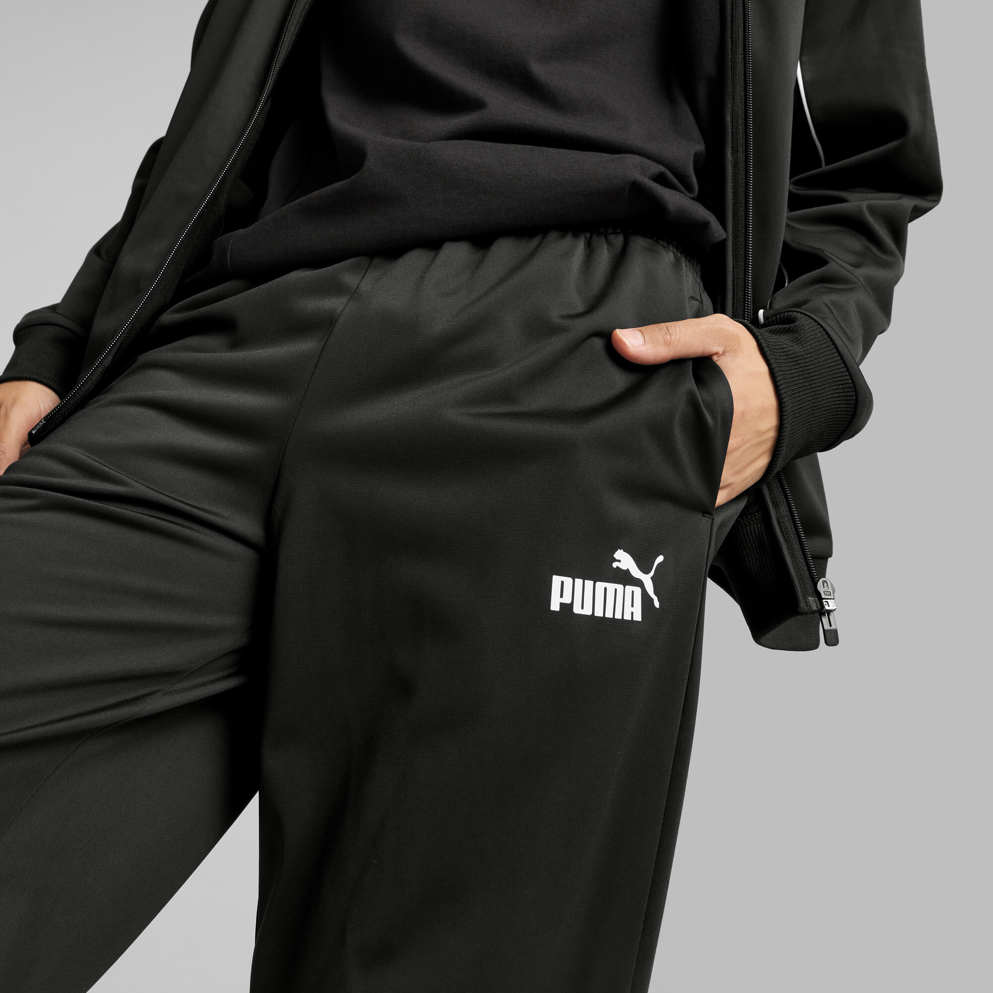 Men's Puma Piping Tracksuit, Black, Size M, Clothing