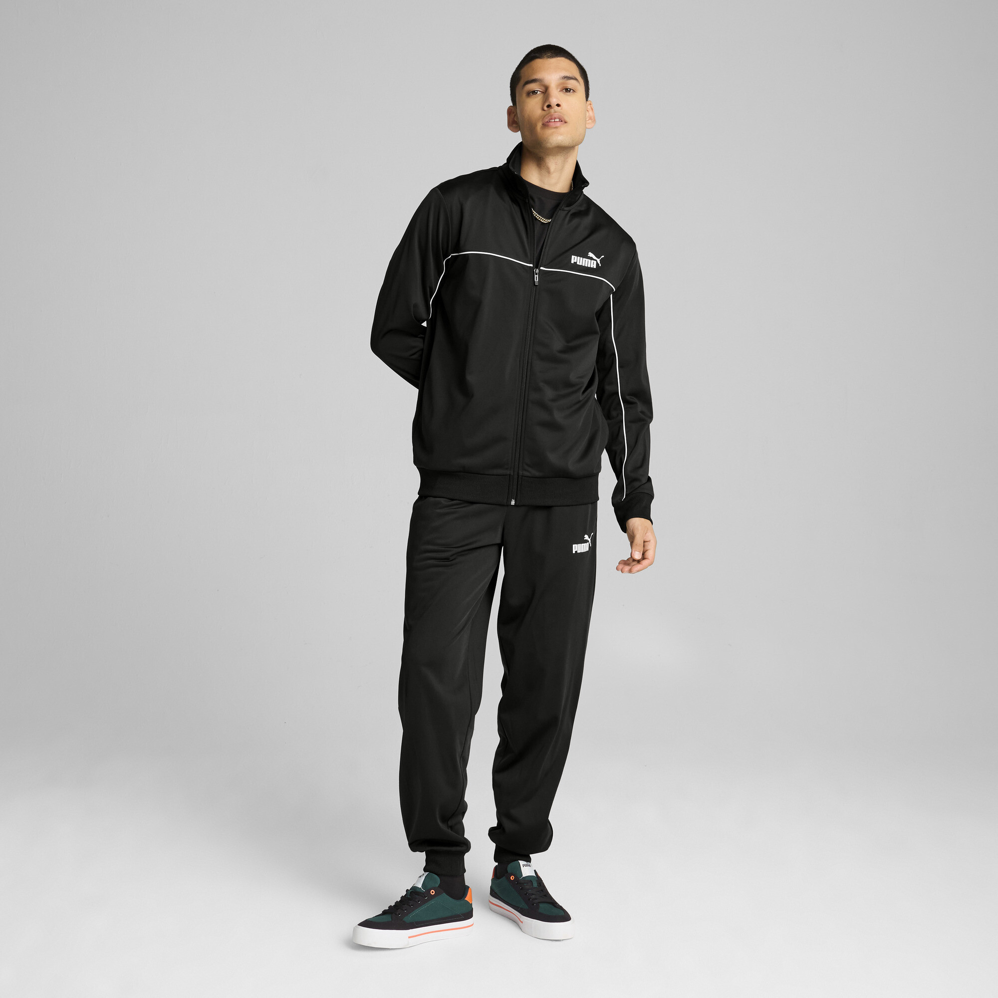 Men's Puma Piping Tracksuit, Black, Size M, Clothing