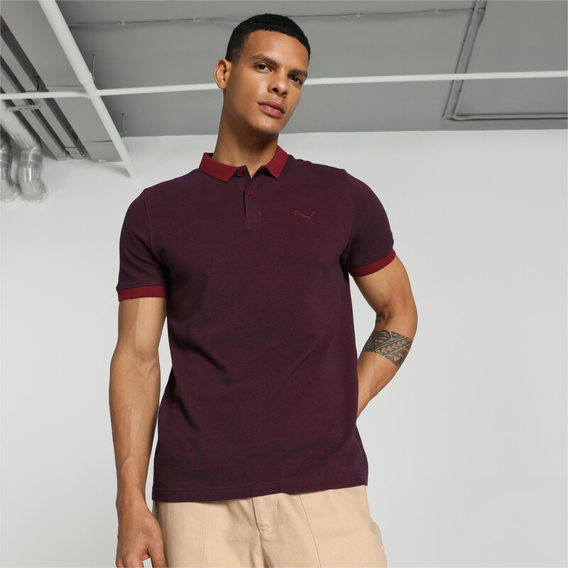 Men's PUMA Elevated Jacquard Slim Fit Polo in Red size S