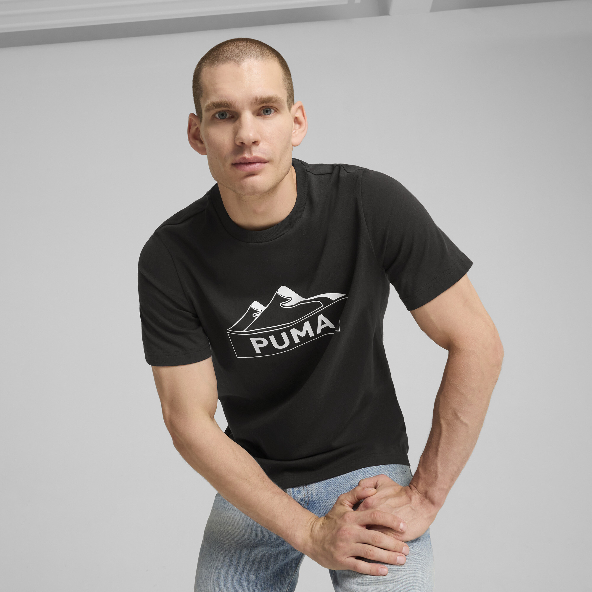 Puma OPEN ROAD Graphic T-Shirt Herren | Mit Print | Black | Größe: M