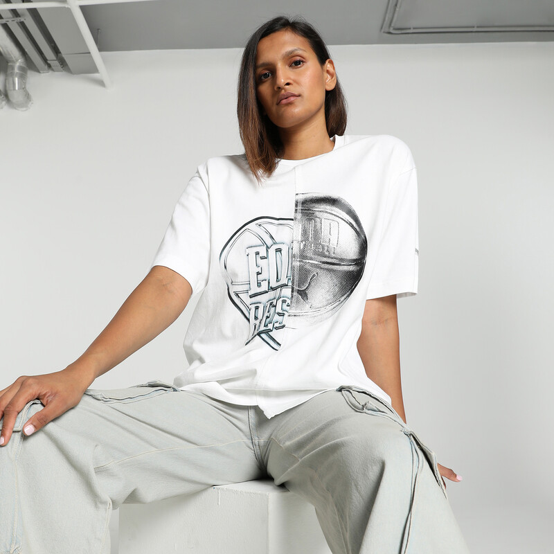 

Women's PUMA Cherry On Top Cut And Sew Oversized Fit Basketball Tee