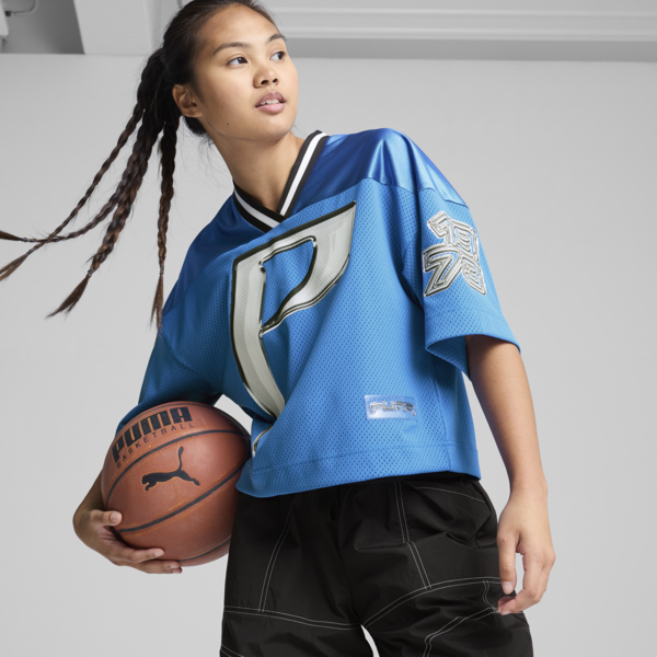 Remera de basketball Cherry on Top corta para mujer, Hyperlink Blue, large-ARG