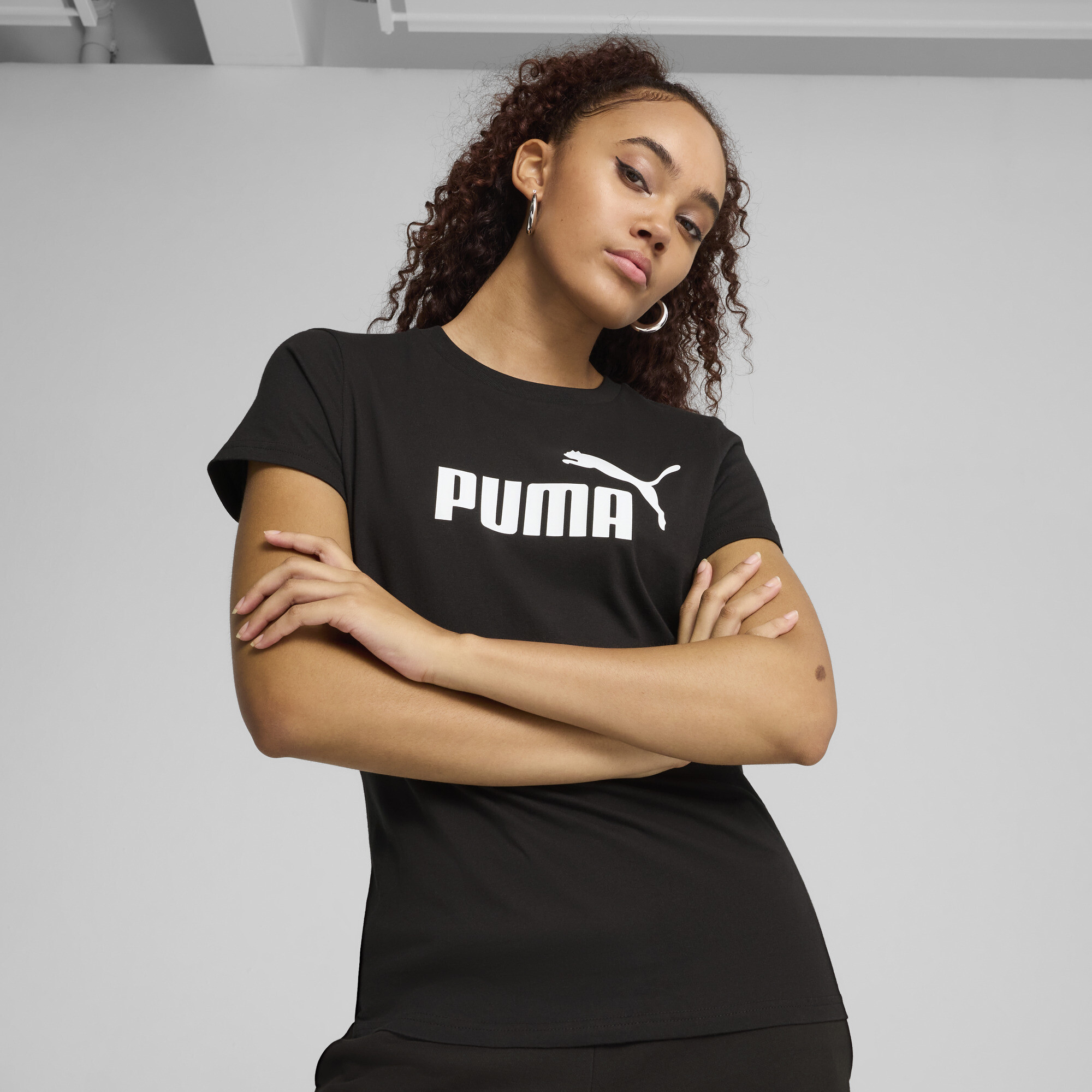 PUMA Essentials No. 1 Logo Women's T-Shirt in Black, Size XS