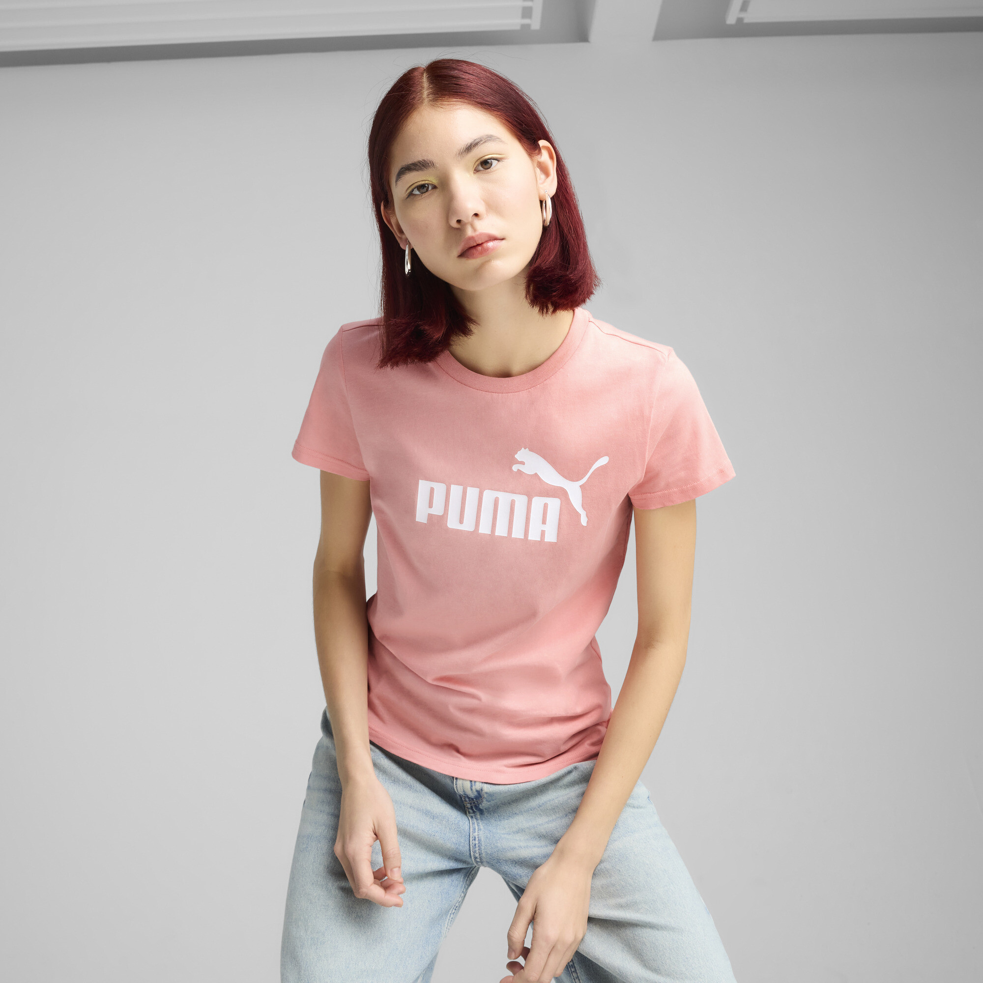 Puma ESS No. 1 Logo T-Shirt Damen | Mit Logo Print | Pink Fruit | Größe: S