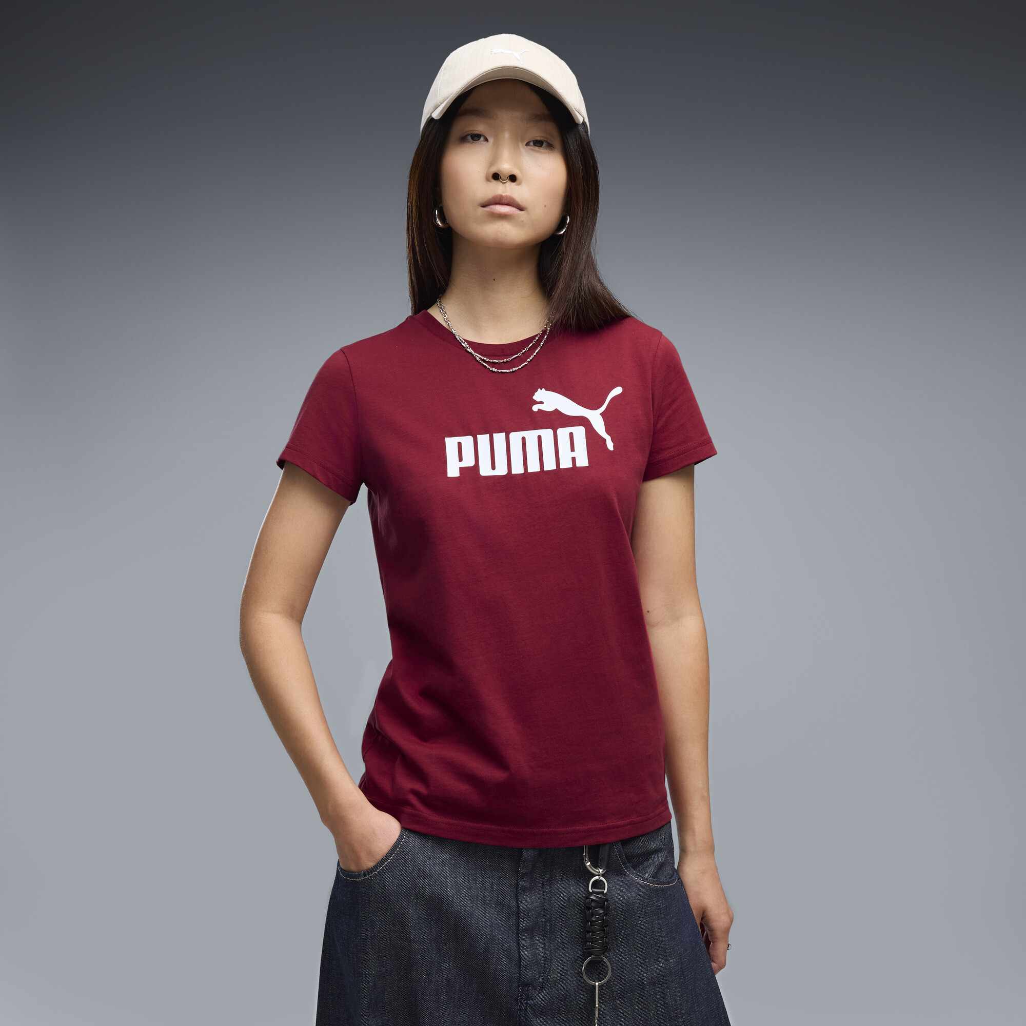 PUMA ESS No. 1 Logo T-Shirt Damen, Kleidung, Rot, M