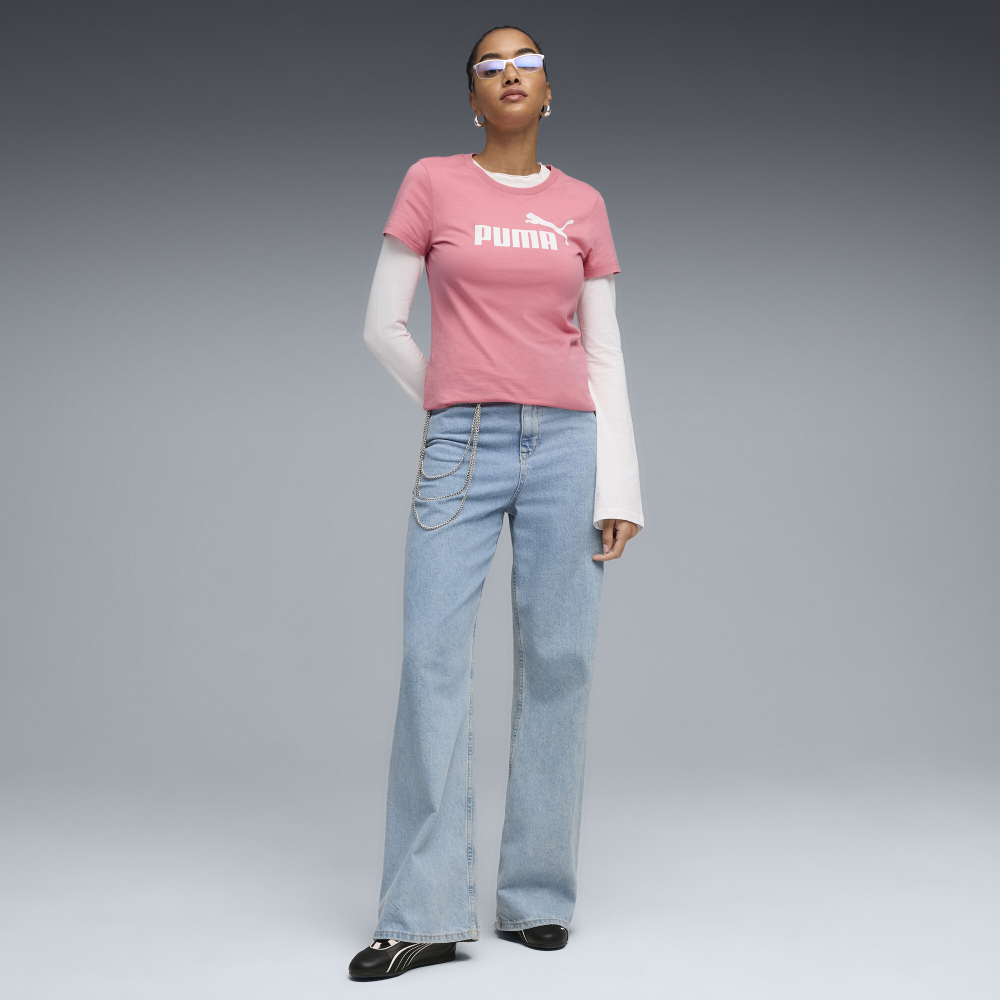 PUMA ESS No. 1 Logo T-shirt voor Dames, Roze, Maat L thumbnail 4