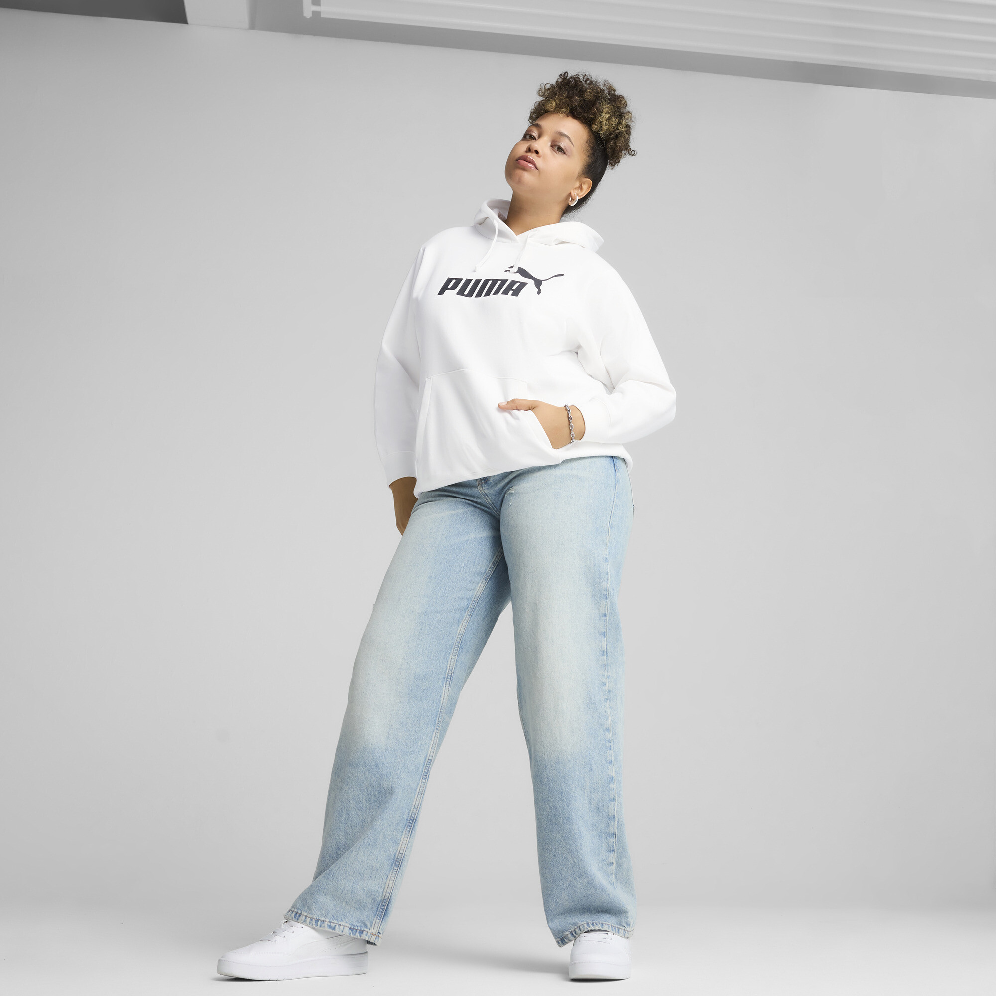 PUMA ESS No. 1 Logo hoodie voor Dames, Wit, Maat XL thumbnail 6