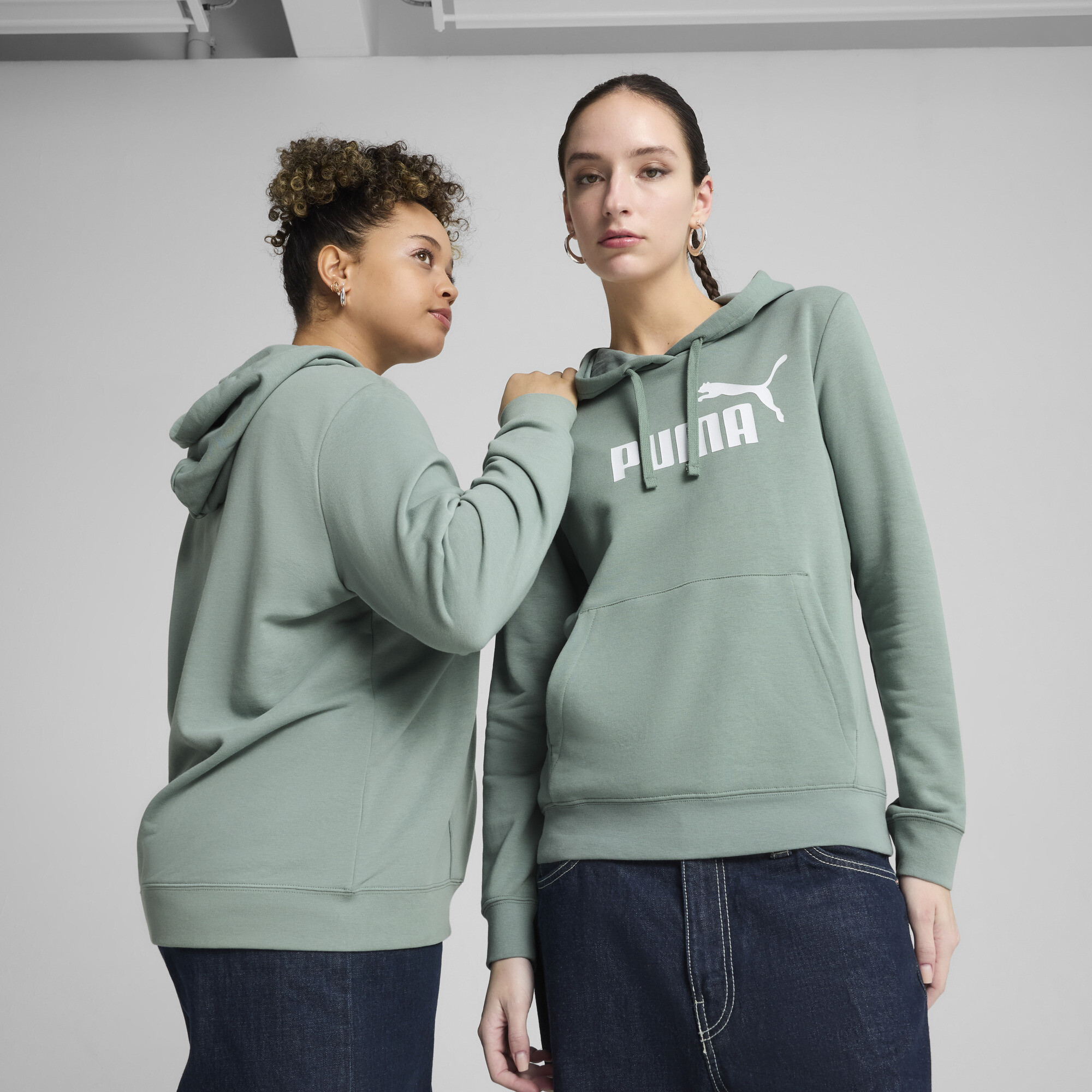 Puma ESS No. 1 Logo Hoodie Damen | Mit Logo Print | Green Moon | Größe: M