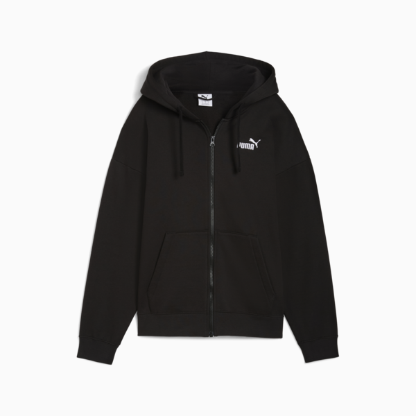 ESS Small No. 1 Logo Comfort Full-Zip Hoodie Women, PUMA Black, large-ZAF