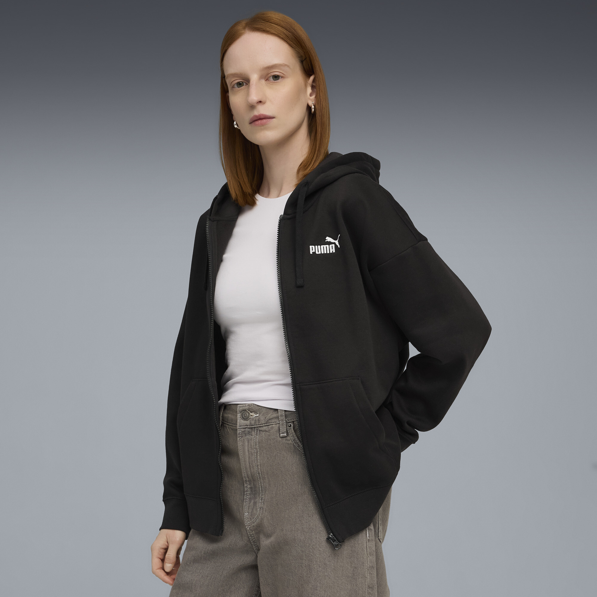 Polerón con gorro y cierre ESS Small No. 1 Logo Comfort para mujer